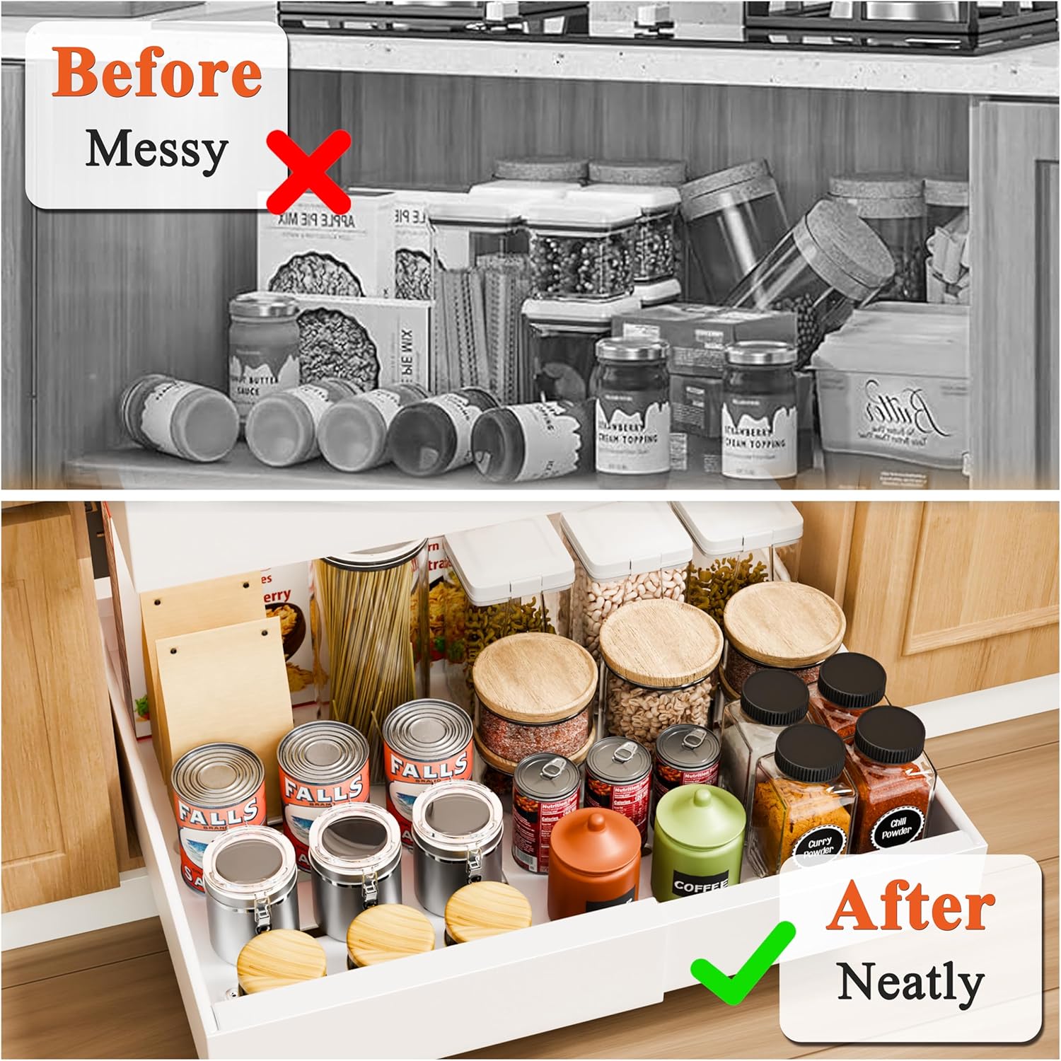 CARLA HOME 2 Pack Pull Out Cabinet Organizer Expandable for Cabinets with view 4