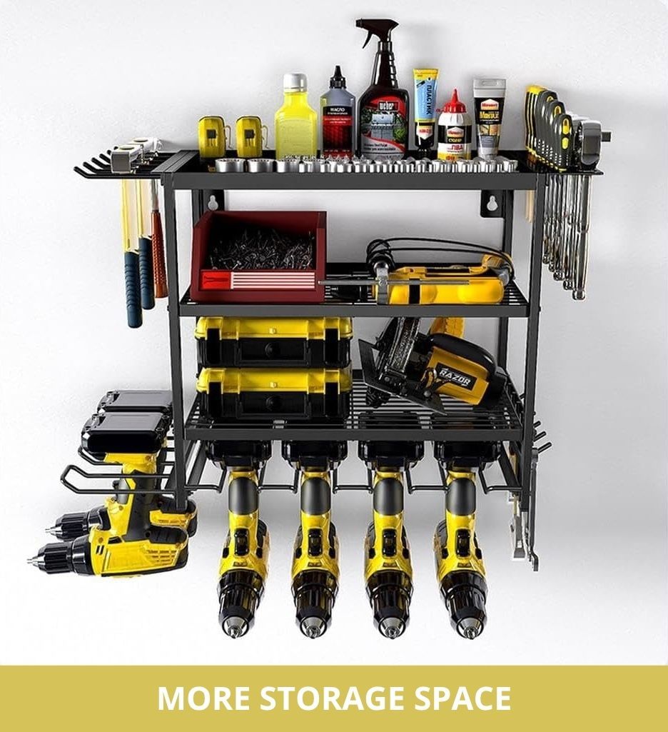 CARLA HOME 4-Tier Power Tool Rack Organizer Wall Mount with Drill Holder & view 3