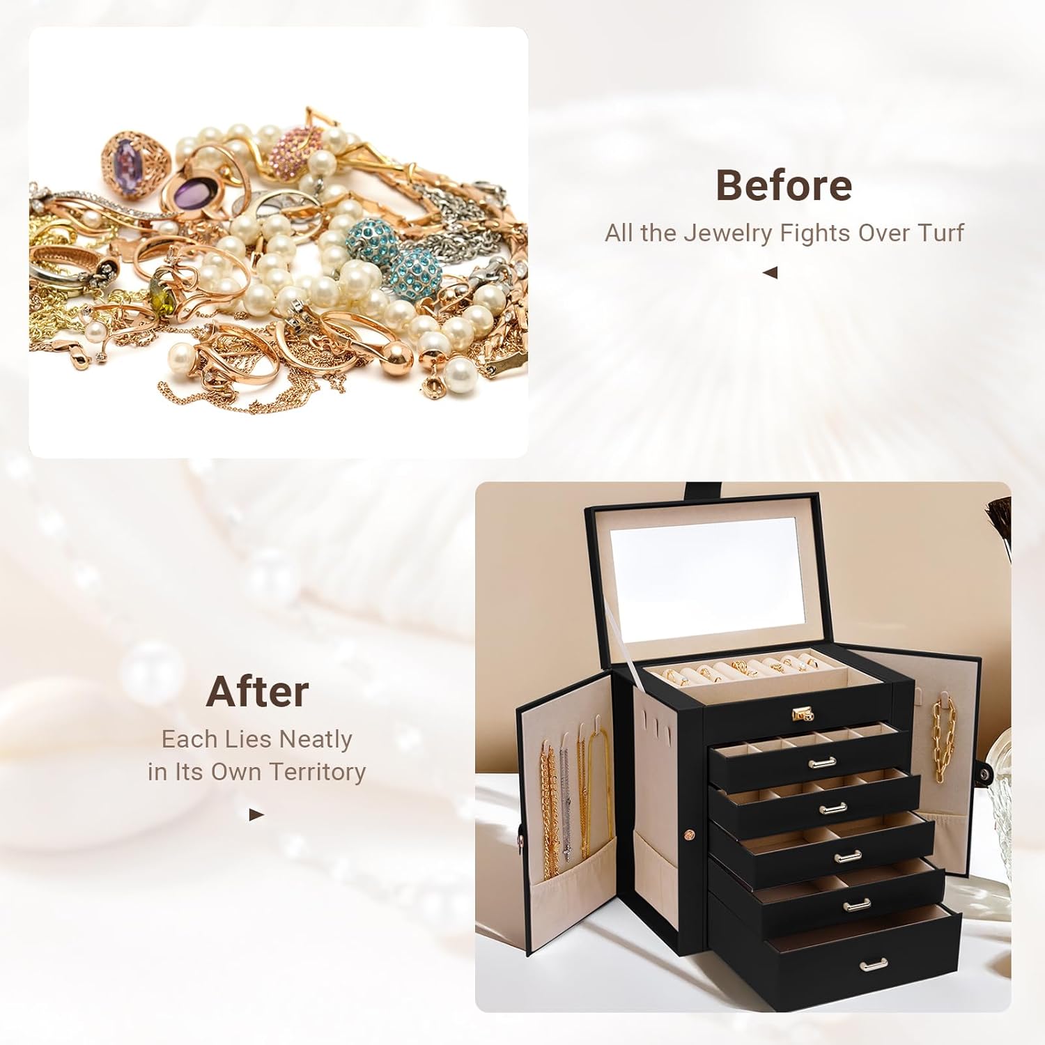 CARLA HOME 6-Layer Large Jewelry Box for Women withDrawers view 6