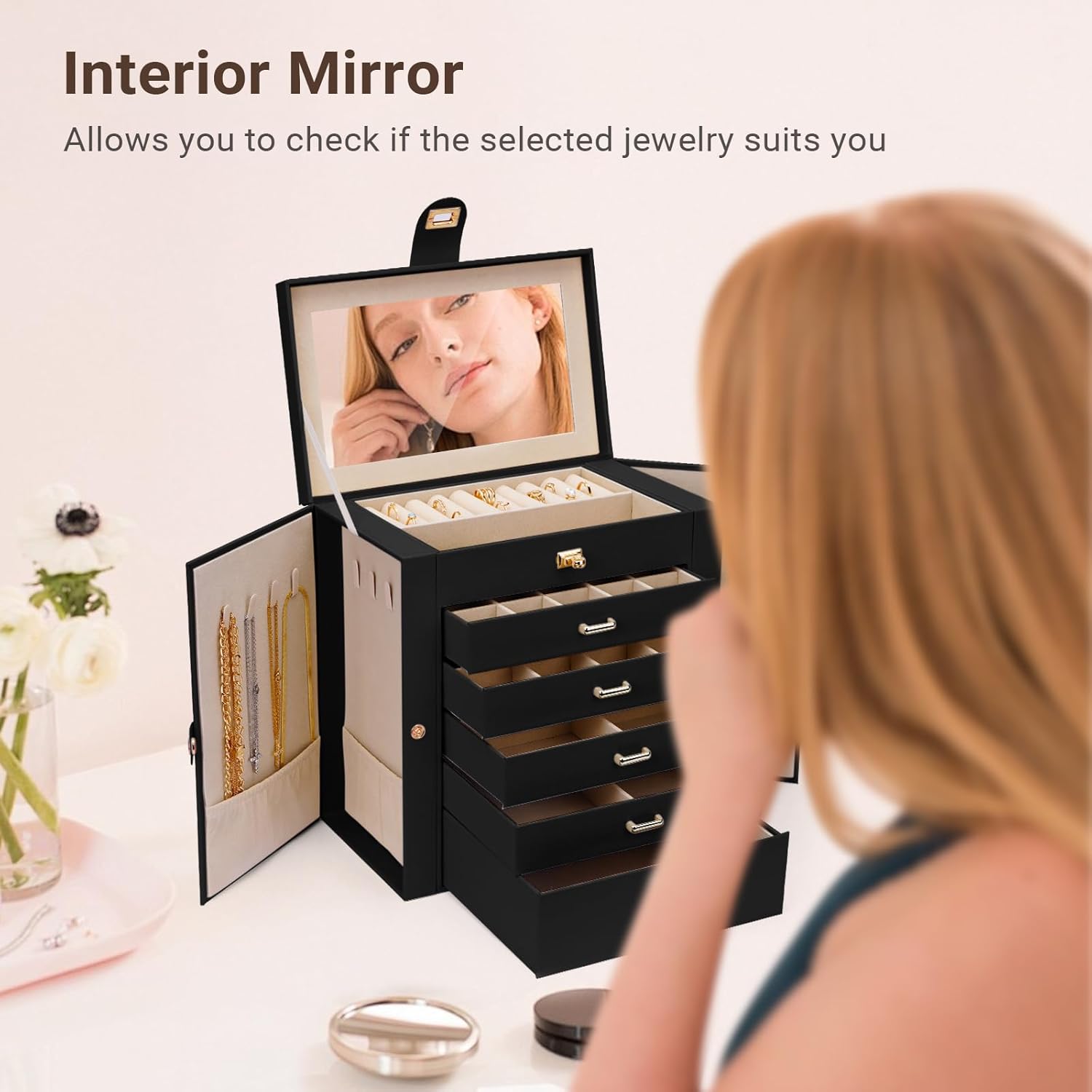 CARLA HOME 6-Layer Large Jewelry Box for Women withDrawers view 7