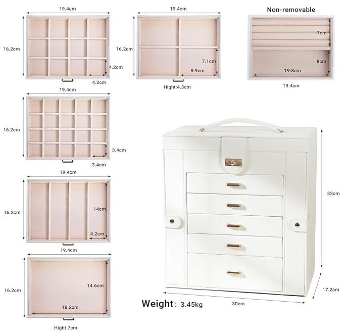 CARLA HOME 6-Layer Large Jewelry Box for Women withDrawers view 3