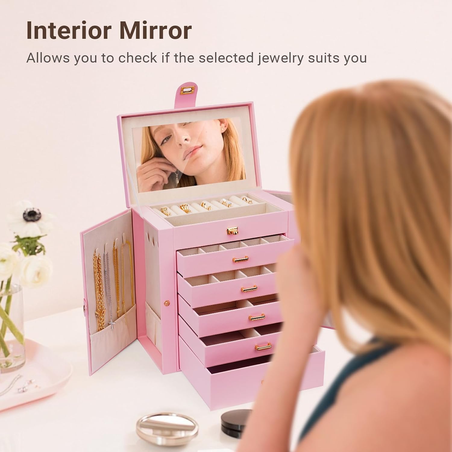 CARLA HOME 6-Layer Large Jewelry Box for Women withDrawers view 7
