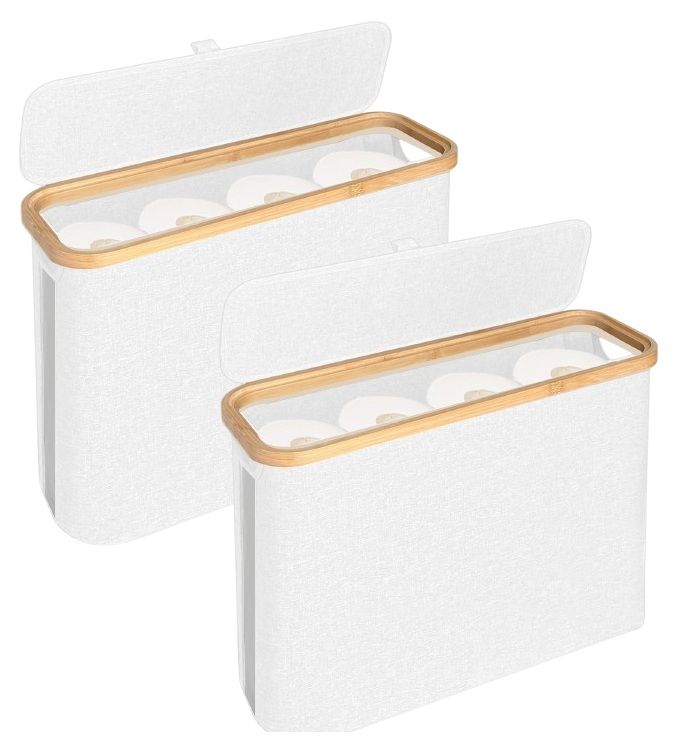 CARLA HOME 2 Pack Toilet Paper Storage Basket Holds Up to 12 Rolls with Bamboo