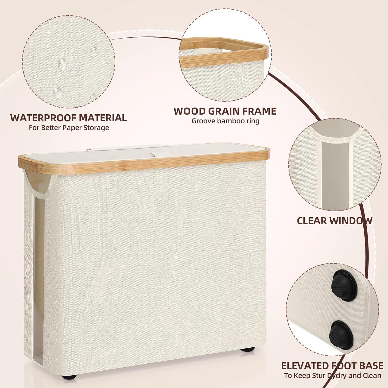 CARLA HOME 2 Pack Toilet Paper Storage Basket Holds Up to 12 Rolls with Bamboo view 4