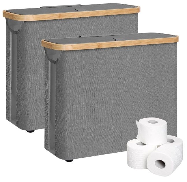 CARLA HOME 2 pack Toilet Paper Storage Basket Holds Up to 12 Rolls with Bamboo