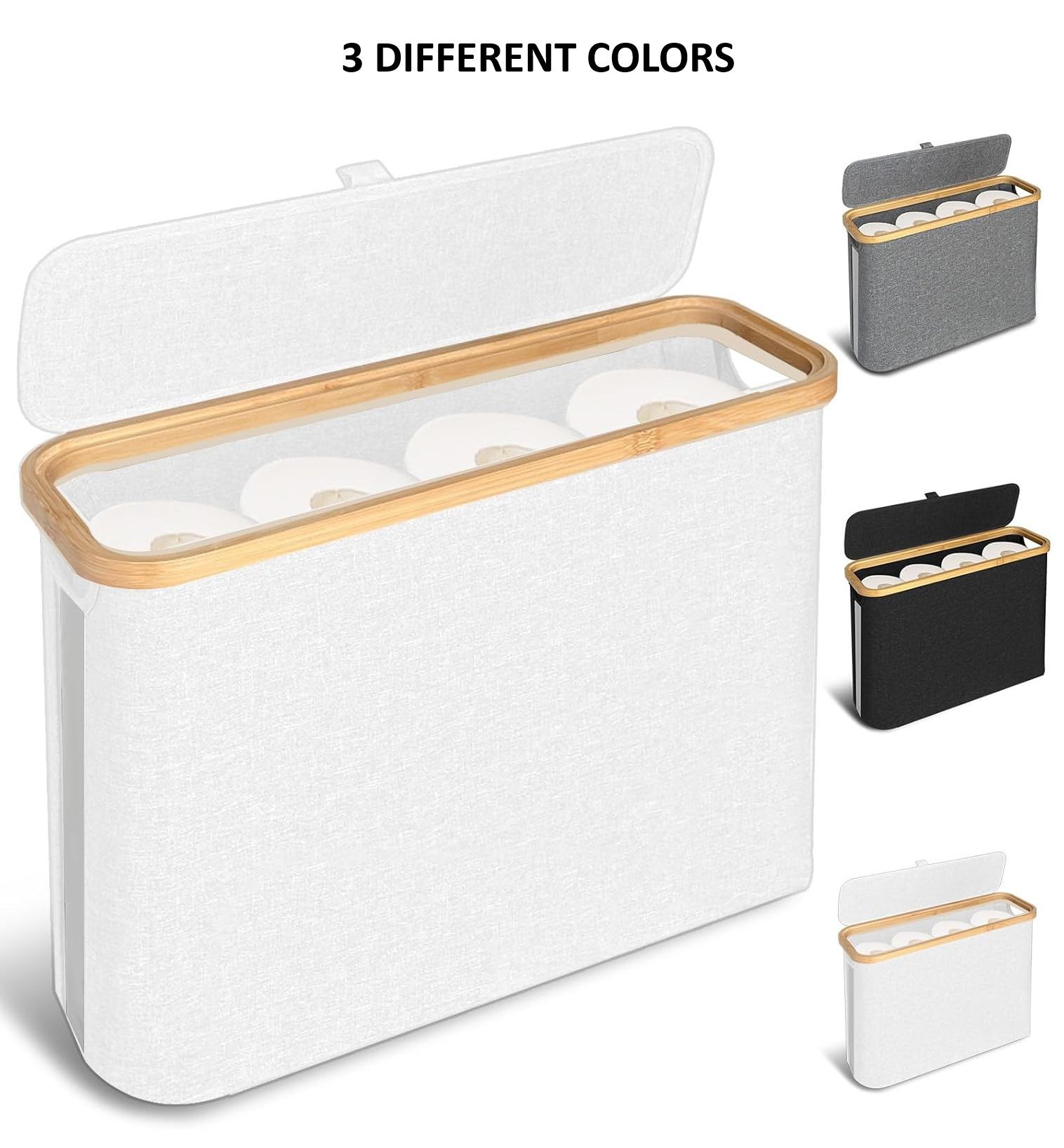 CARLA HOME 2 pack Toilet Paper Storage Basket Holds Up to 12 Rolls with Bamboo view 9