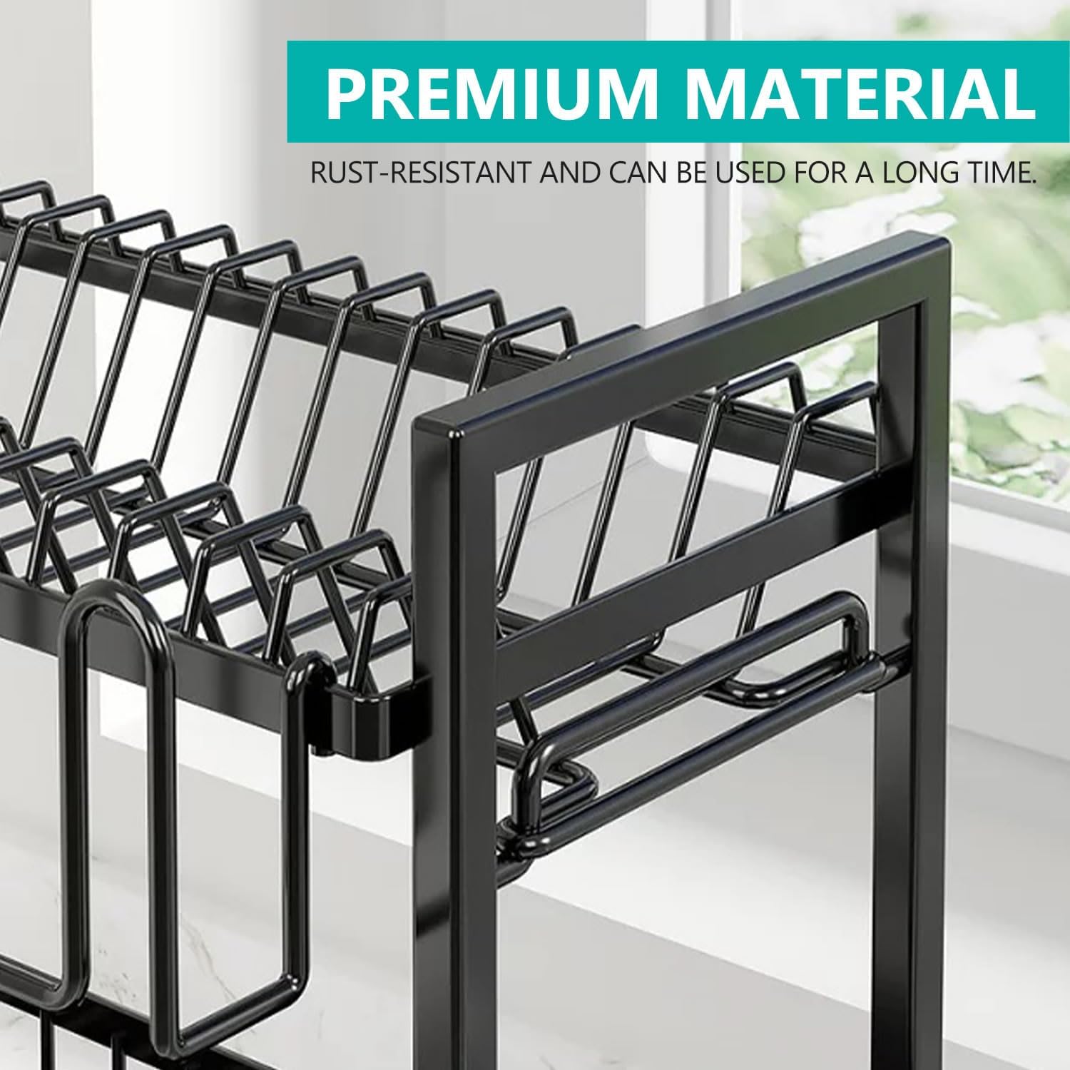 CARLA HOME Dish Drying Rack 2-Tier Kitchen Drainer with Drainboard view 8