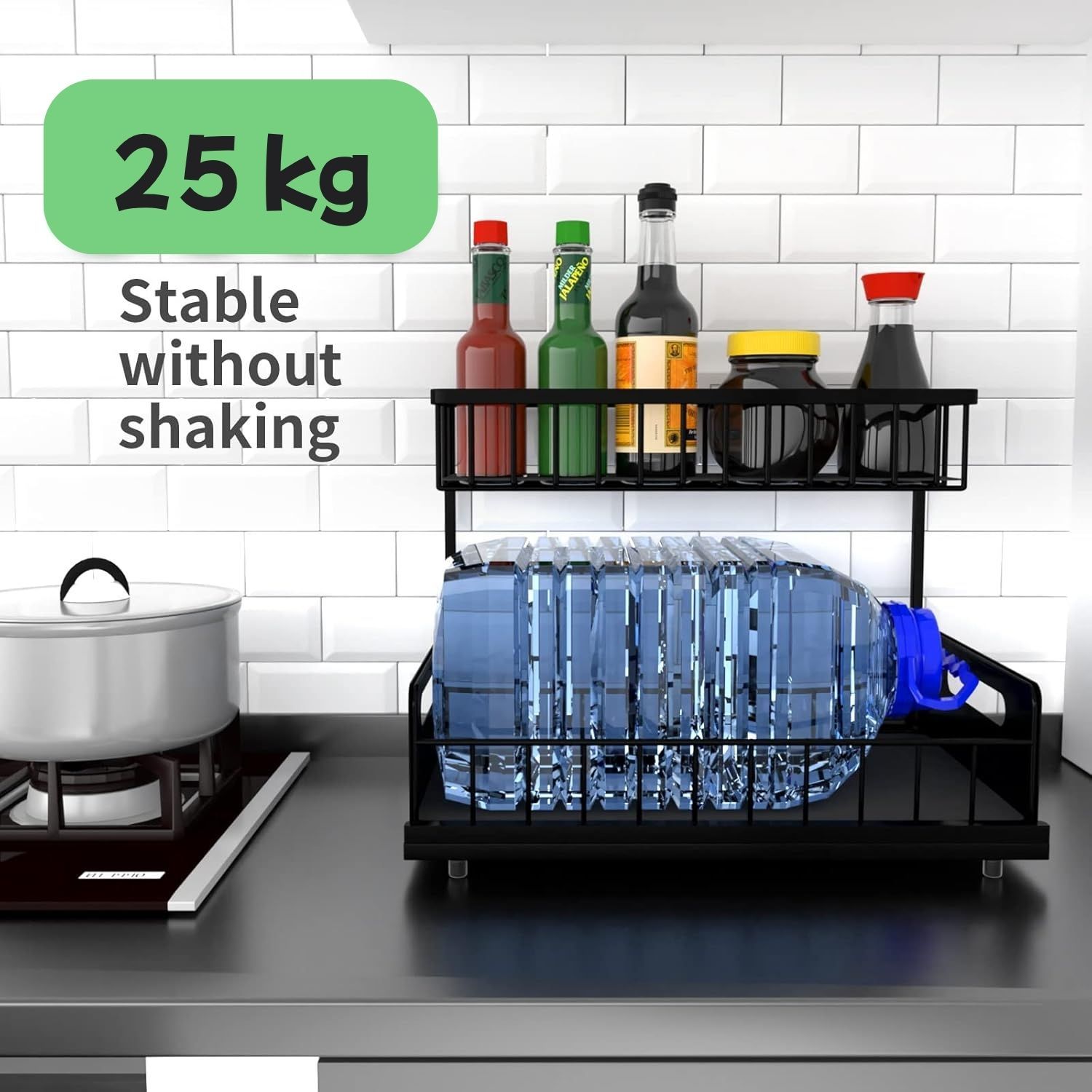 CARLA HOME 2 Tier Under Sink Organiser with Sliding Drawers for Kitchen & Bathroom view 7