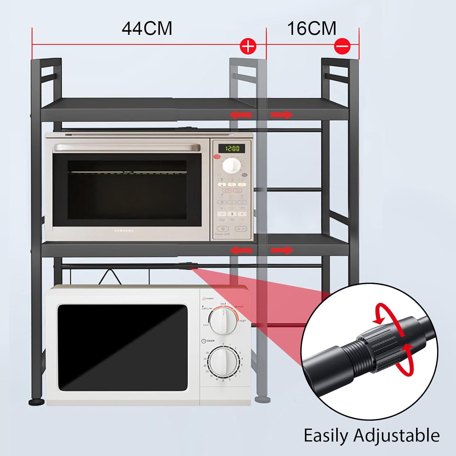 CARLA HOME 3-Tier Microwave Oven Rack with Adjustable Metal Kitchen Shelf view 3