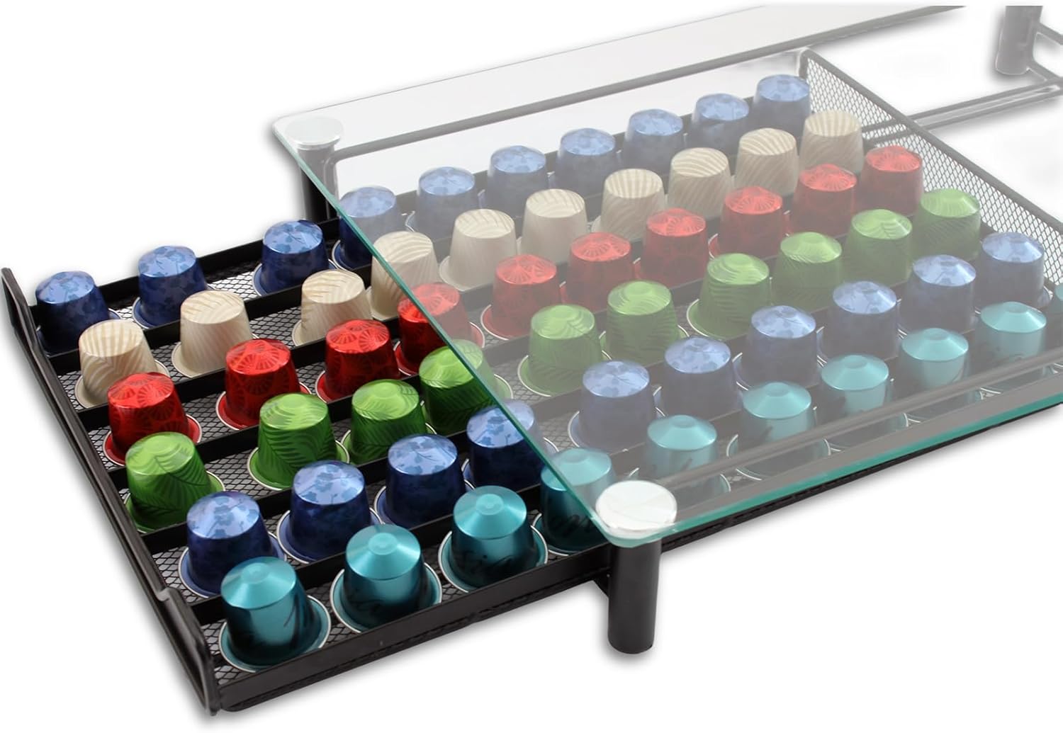 CARLA HOME 60 Coffee Pod Holder Drawer with Tempered Glass Capsule Organizer view 5