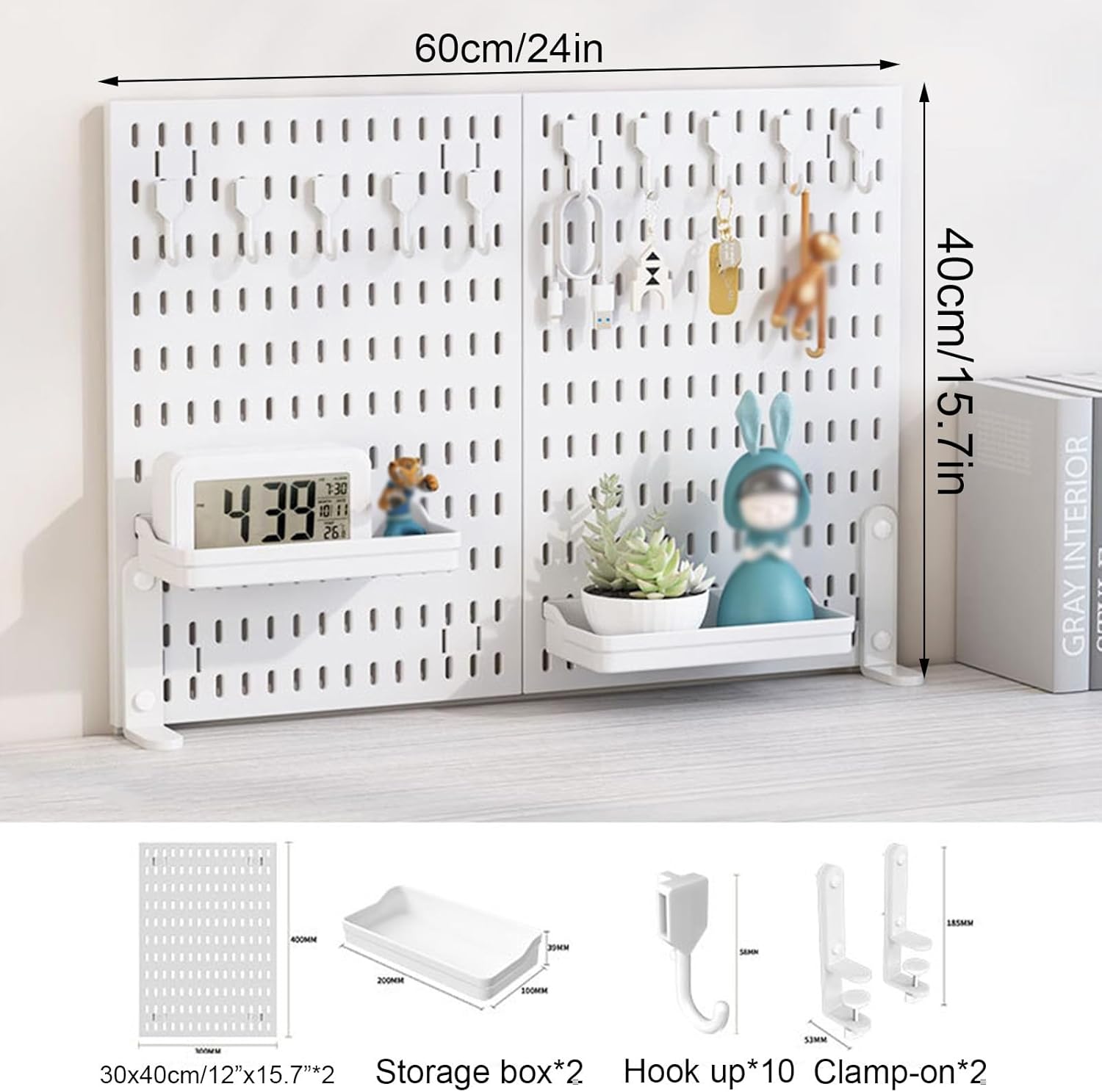 CARLA HOME 2 Pack Desk Pegboard Organizer Kit with Hooks view 2