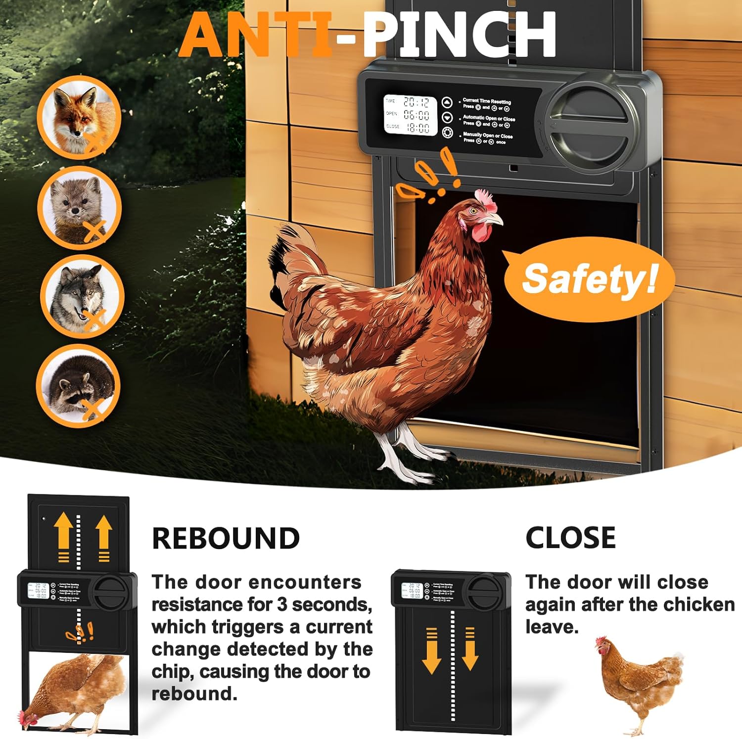 CARLA HOME Automatic Chicken Coop Door Opener with Timer Control view 4
