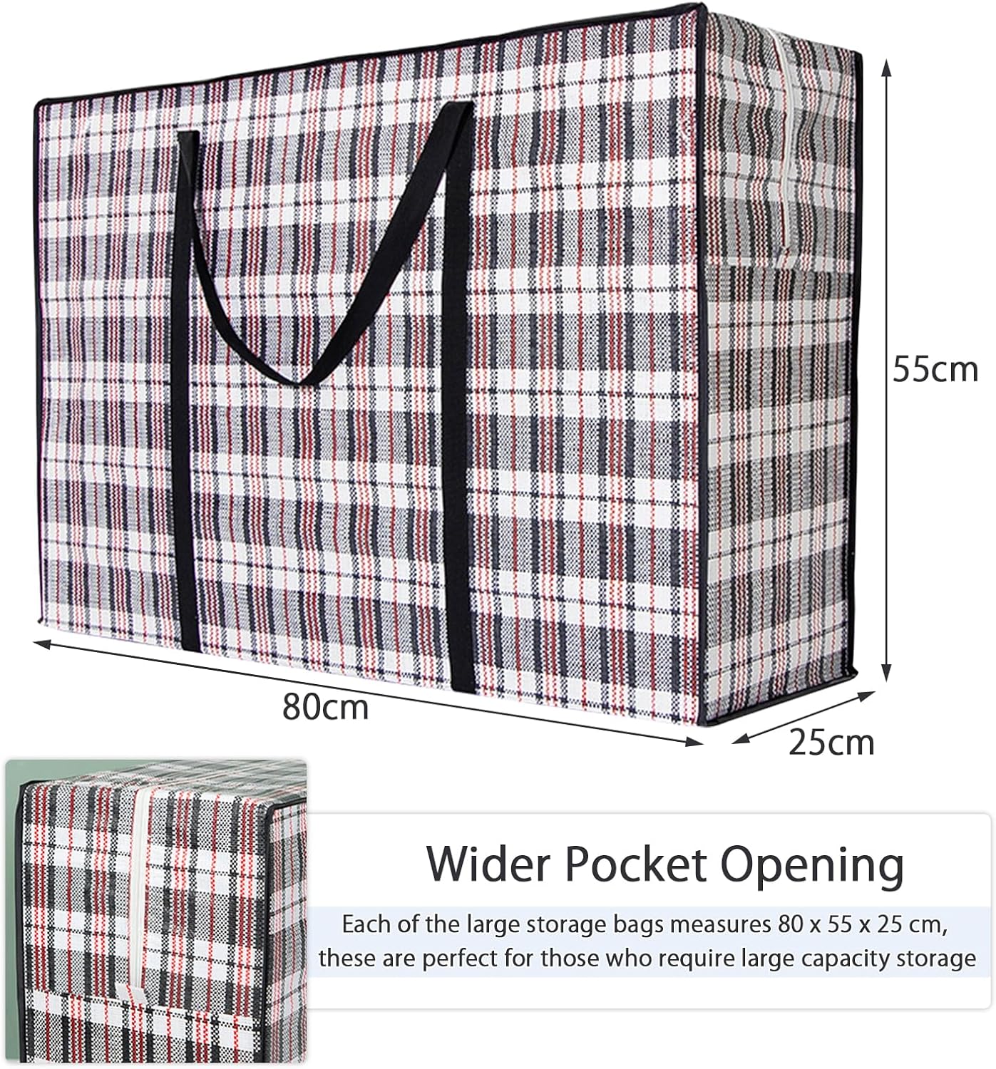 CARLA HOME 6 Pack Large Moving Storage Bags with Zipper & Handles for Clothes view 3