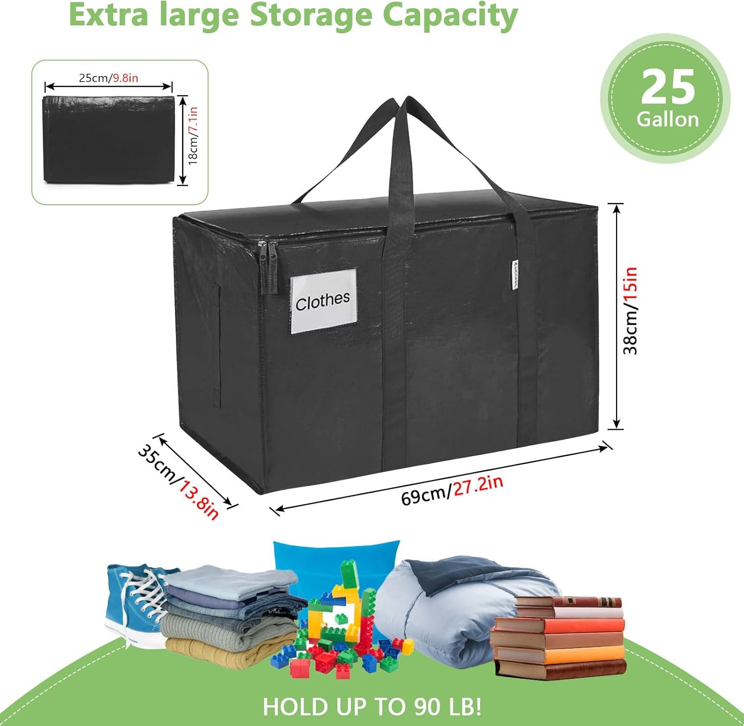 CARLA HOME 12-Pack Large Moving Storage Bags with Zippers & Handles with 95 view 2