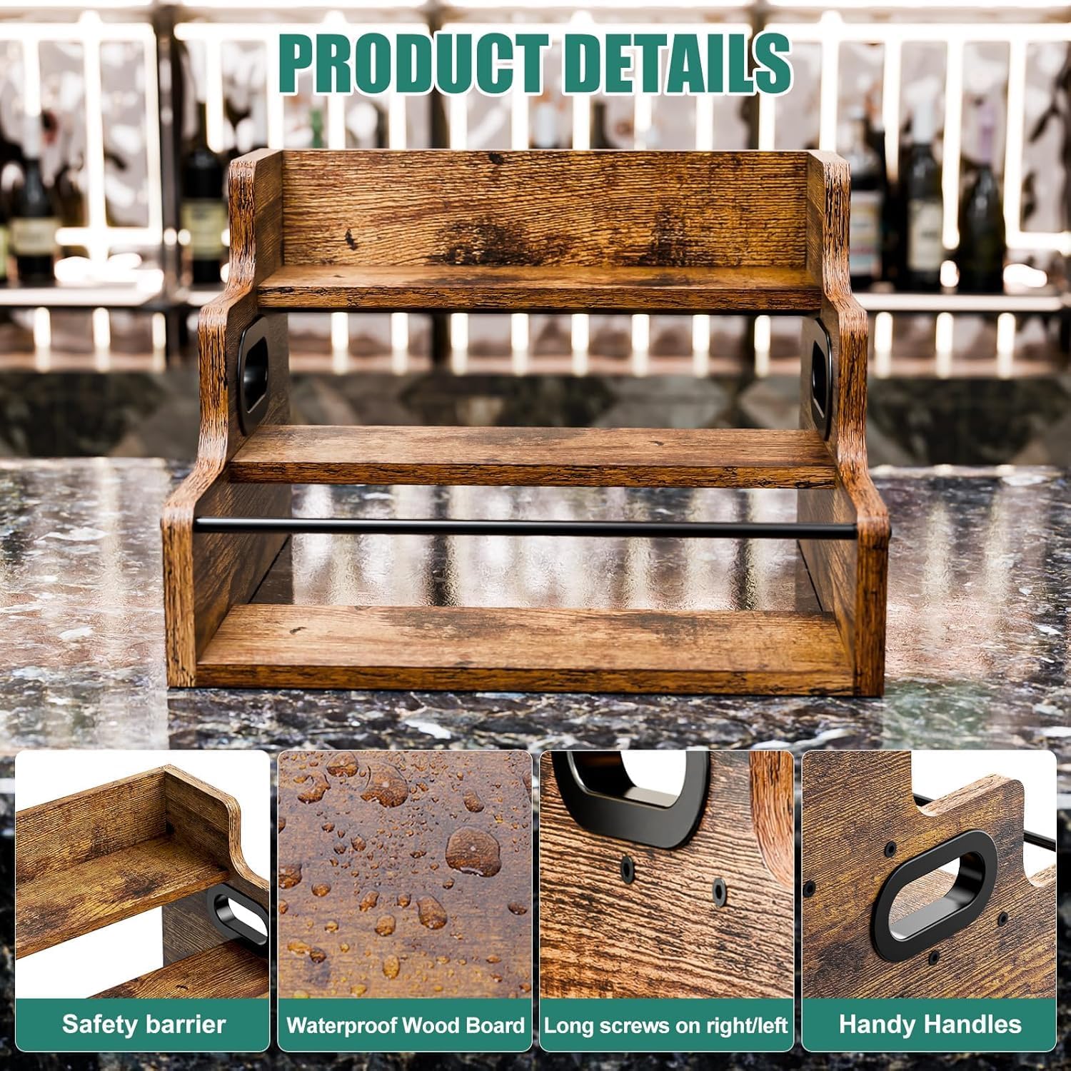 CARLA HOME 3-Tier Liquor Bottle Display Shelf Rack Bar Organizer for Whiskey view 5