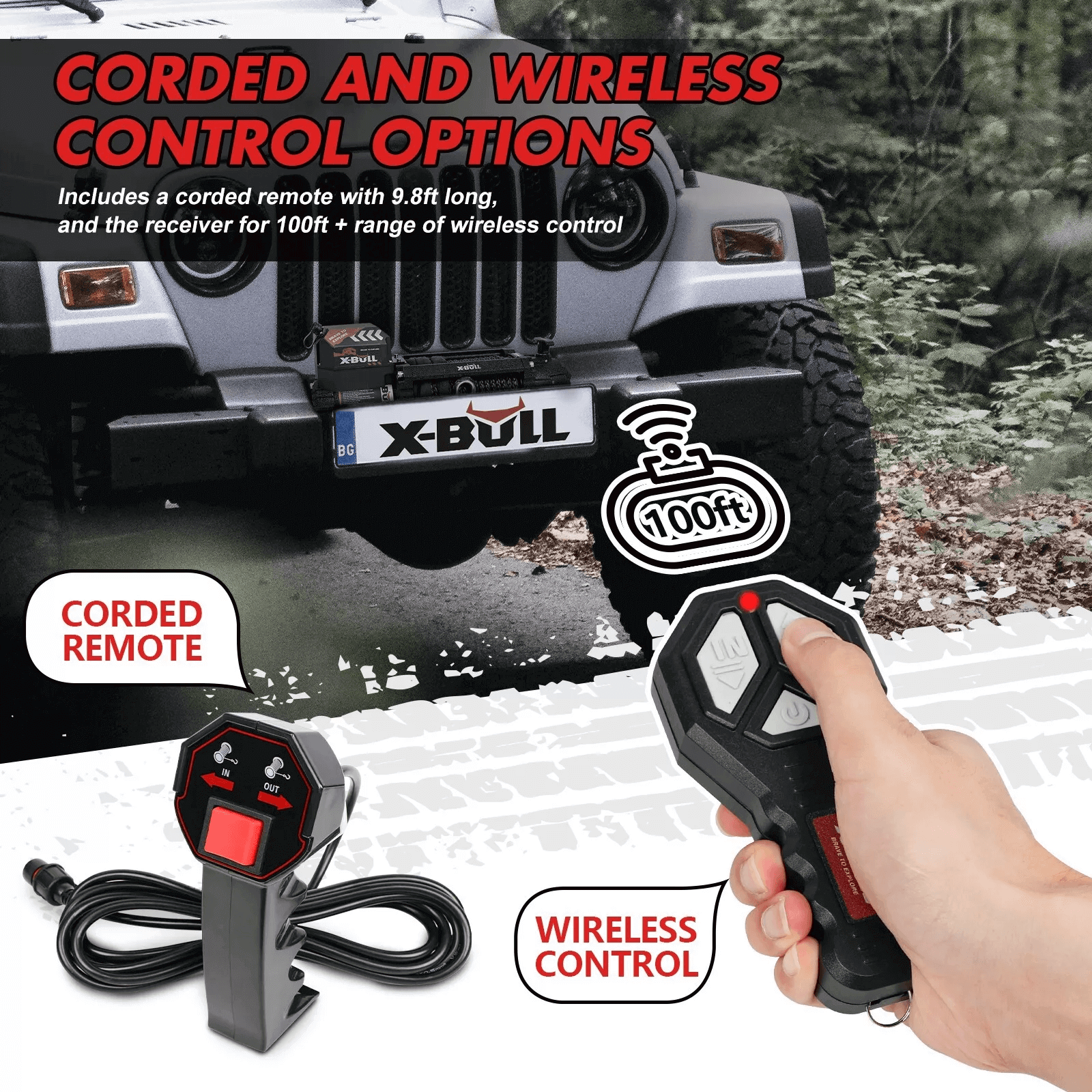 X-BULL 12V Electric Winch 20000LBS Synthetic Rope Truck Trailer Winch 4X4 4WD view 6