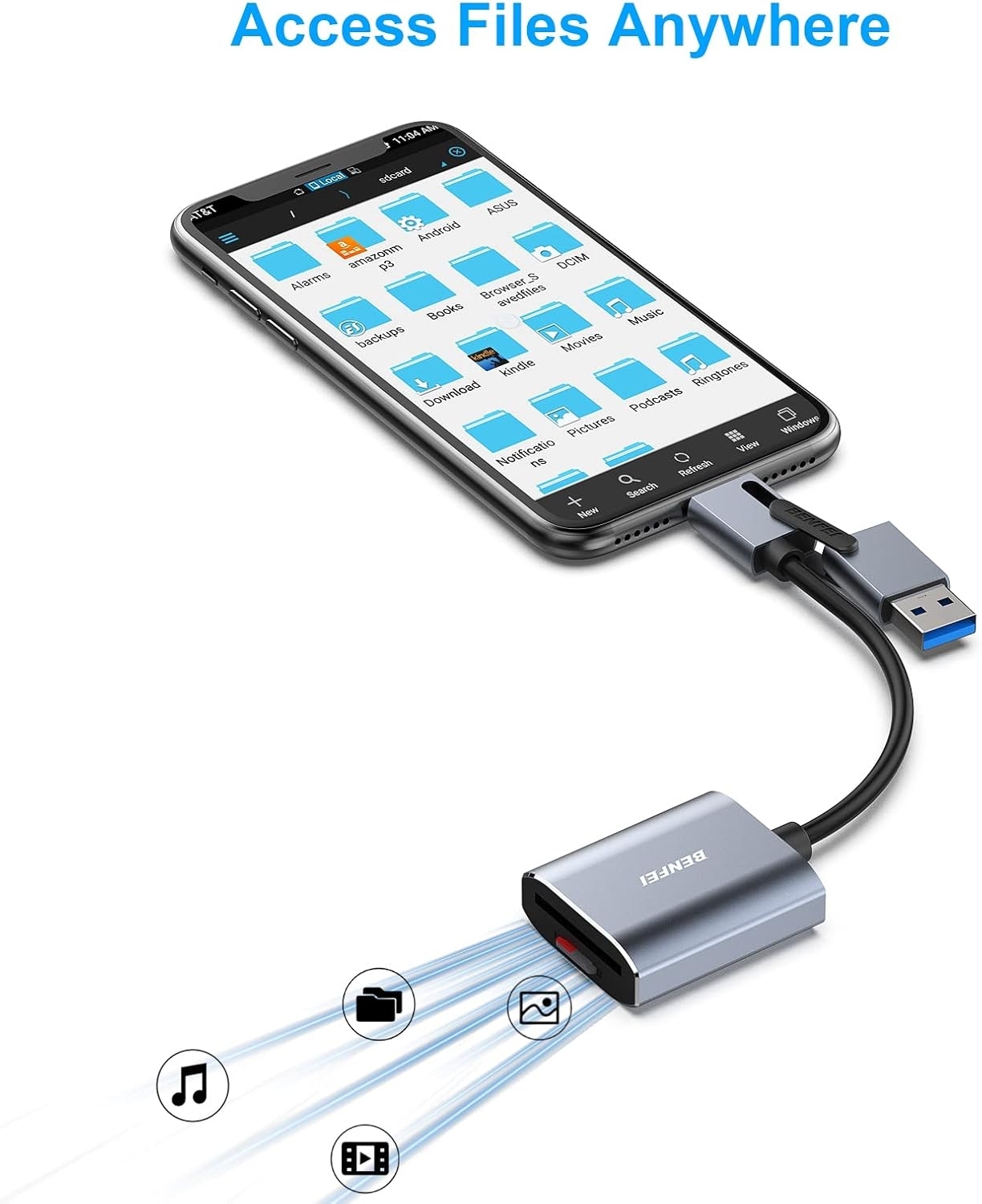 BENFEI USB Type-C/Type-A to SD TF Card Reader view 5