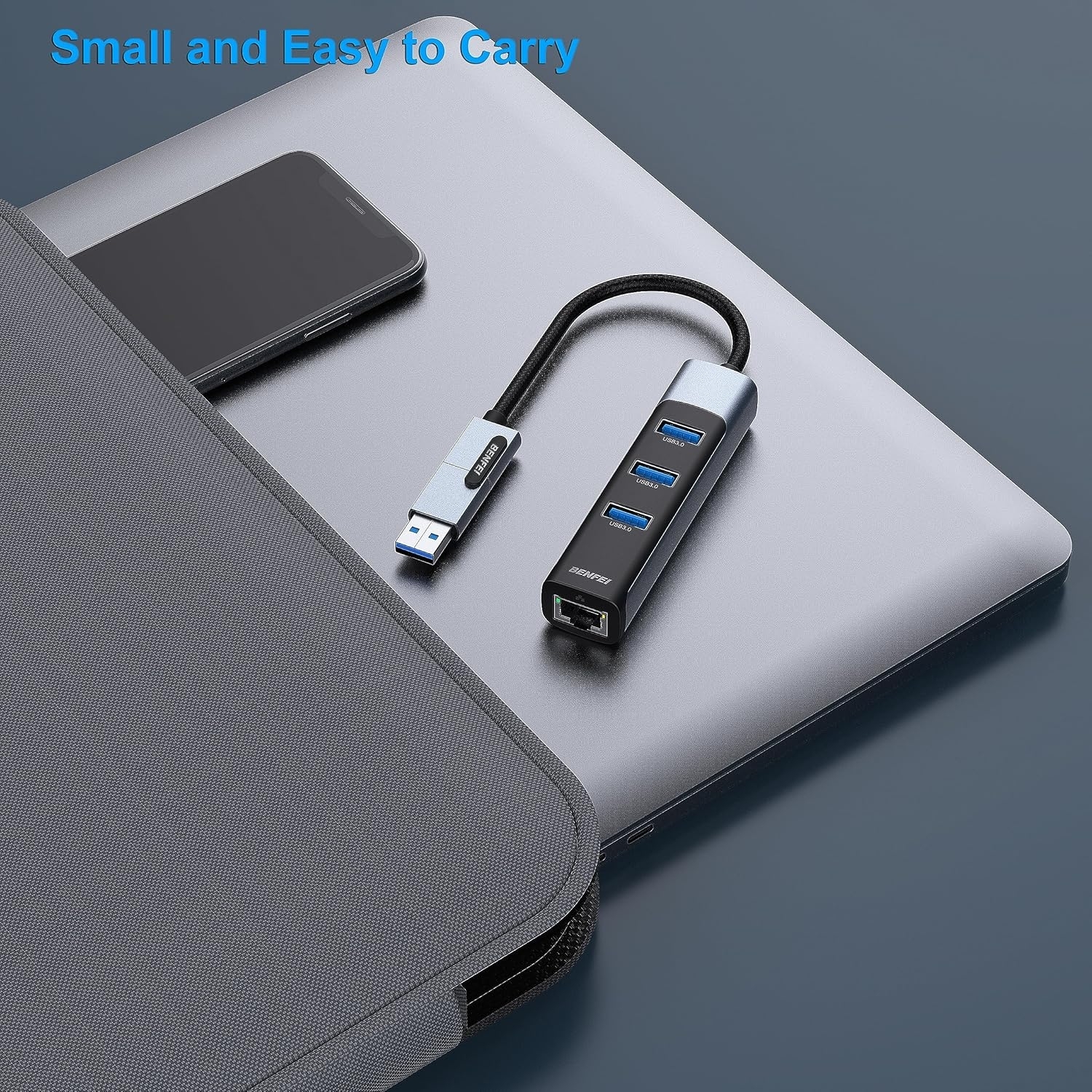 BENFEI 350GY 2-in-1 USB-C+USB 3.0 to RJ45 Gigabit Ethernet Port + 3-Port USB view 6