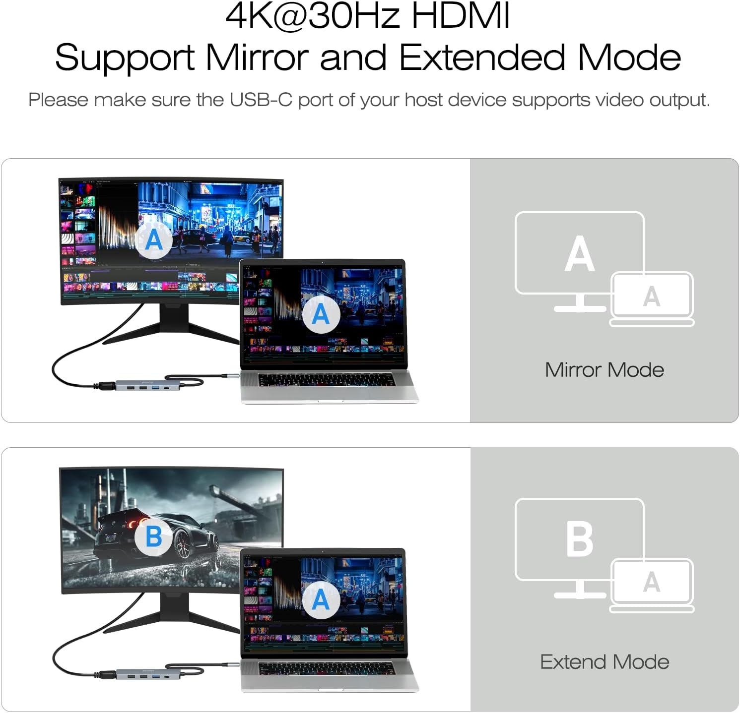 BENFEI USB C Hub 5-in-1 with 4K HDMI(Certified) Aluminum Case view 4