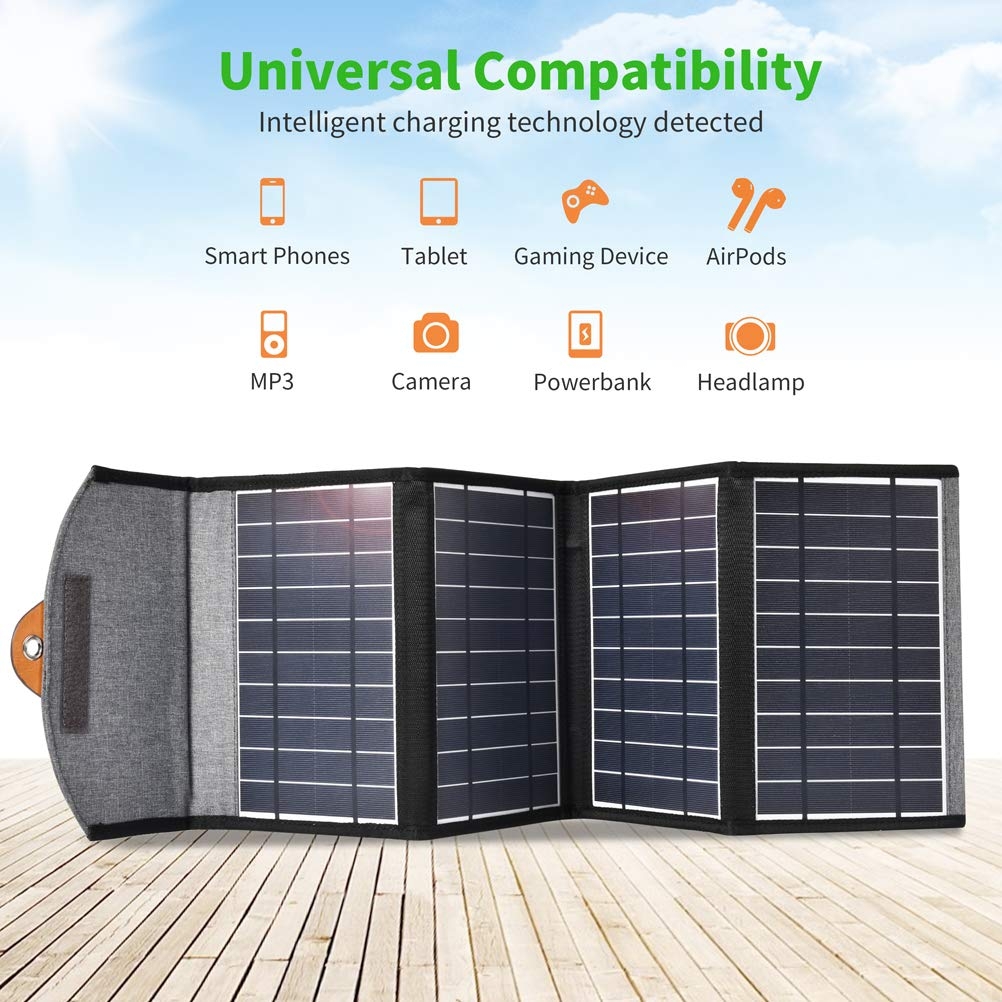 CHOETECH SC005 22W Portable Waterproof Foldable Solar Panel Charger (Dual USB view 2