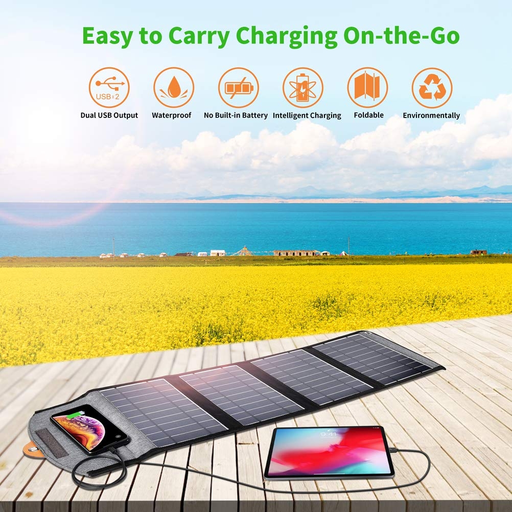 CHOETECH SC005 22W Portable Waterproof Foldable Solar Panel Charger (Dual USB view 4
