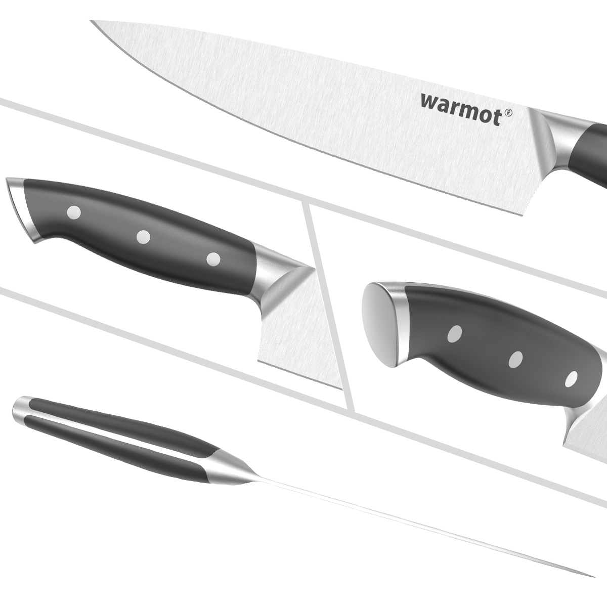 Warmot 3-Piece High Carbon Stainless Steel Ultra Chef Knife Set with Gift Box view 3