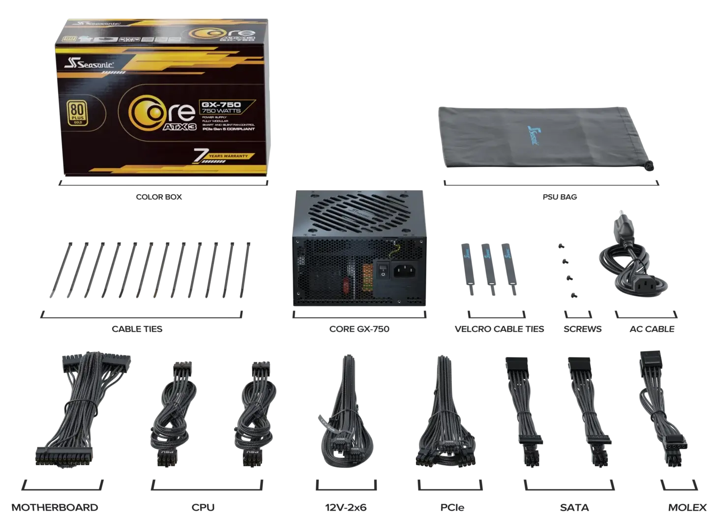 Seasonic Core GX-750 ATX3 80 Plus Gold Full Modular 750W PSU (SRP-CGX751-A5A32SF) view 5
