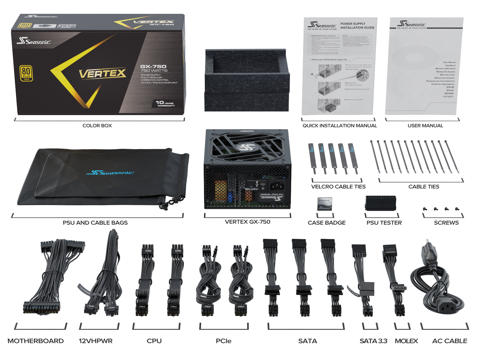 Seasonic VERTEX 750W (GX-750) 80 PLUS Gold Modular PSU ATX 3.0 view 7