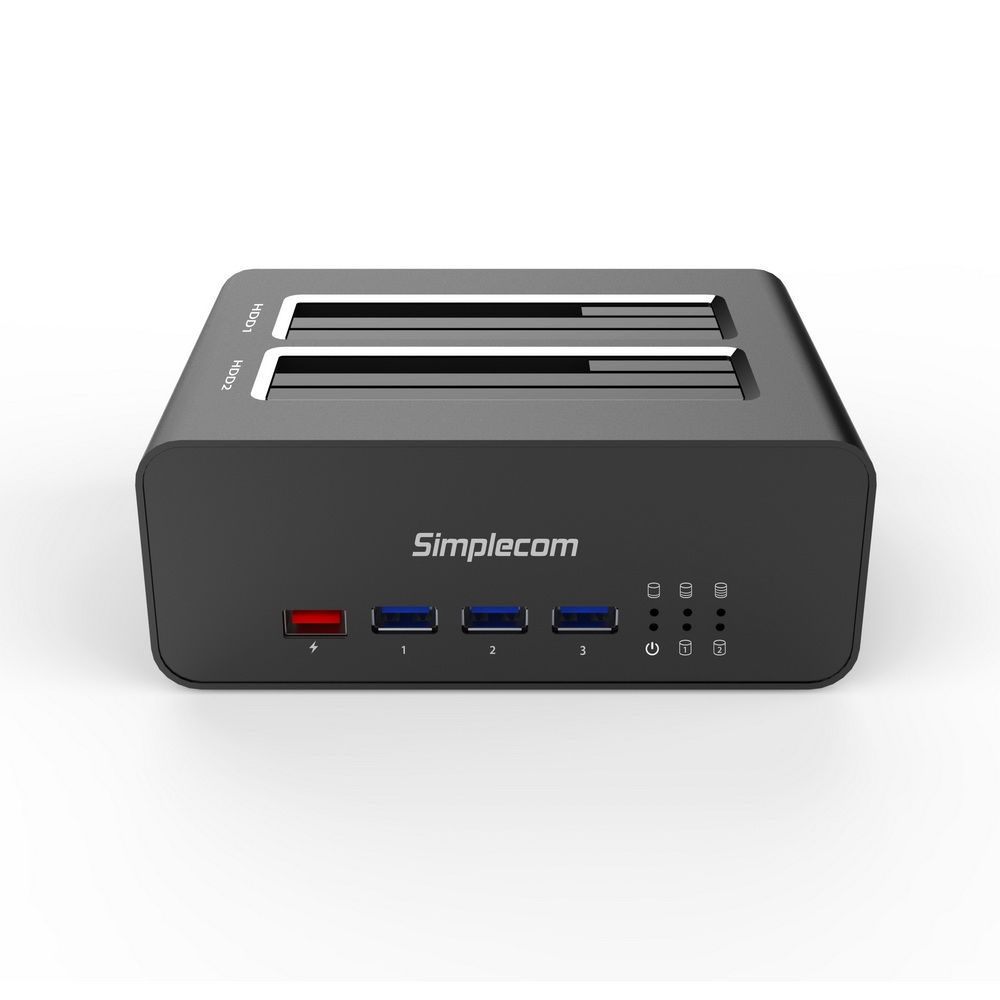 Simplecom SD352 USB 3.0 to Dual SATA Aluminium Docking Station with 3-Port Hub view 2