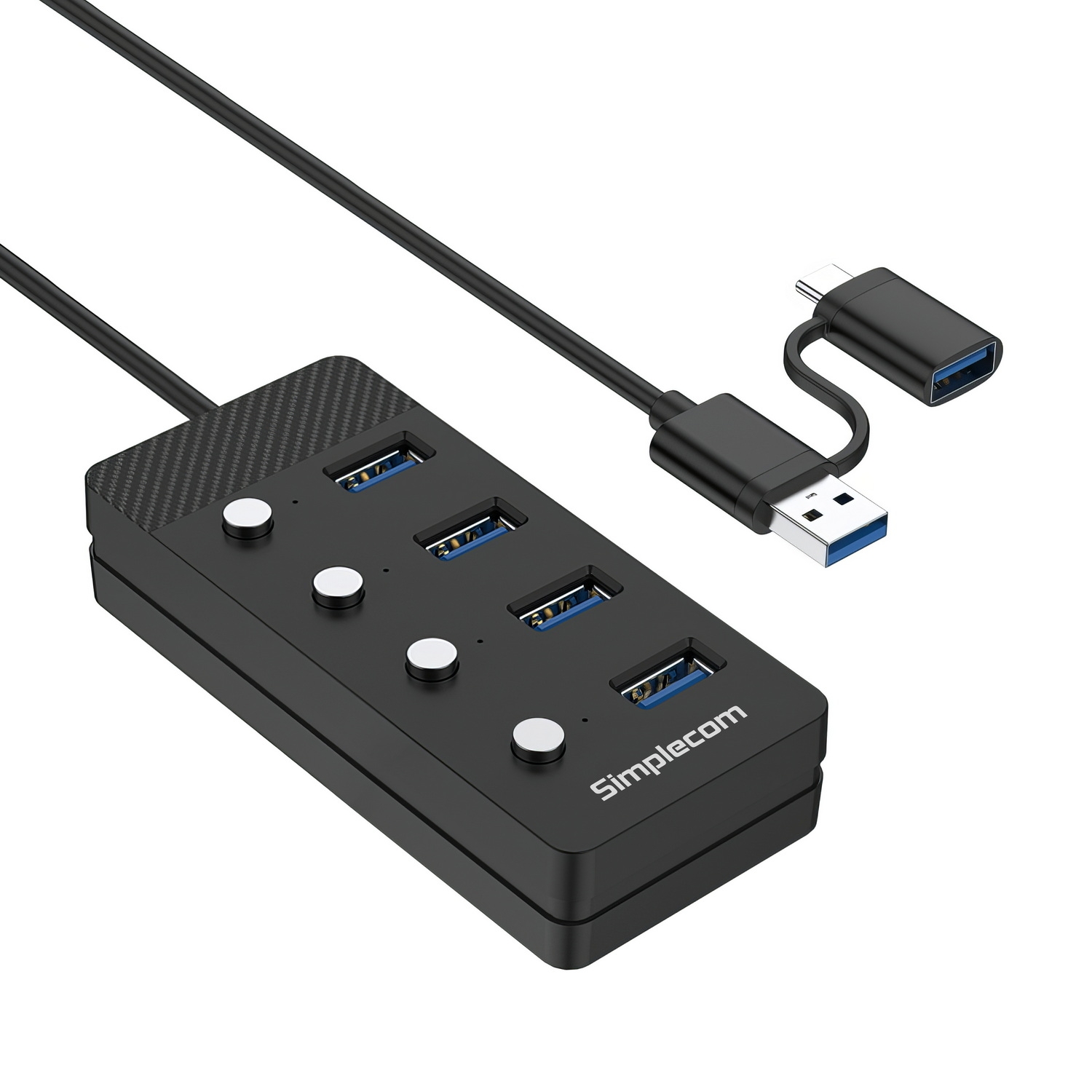 Simplecom CH345C SuperSpeed USB-A and USB-C to 4-Port USB 3.0 Hub 5Gbps view 3