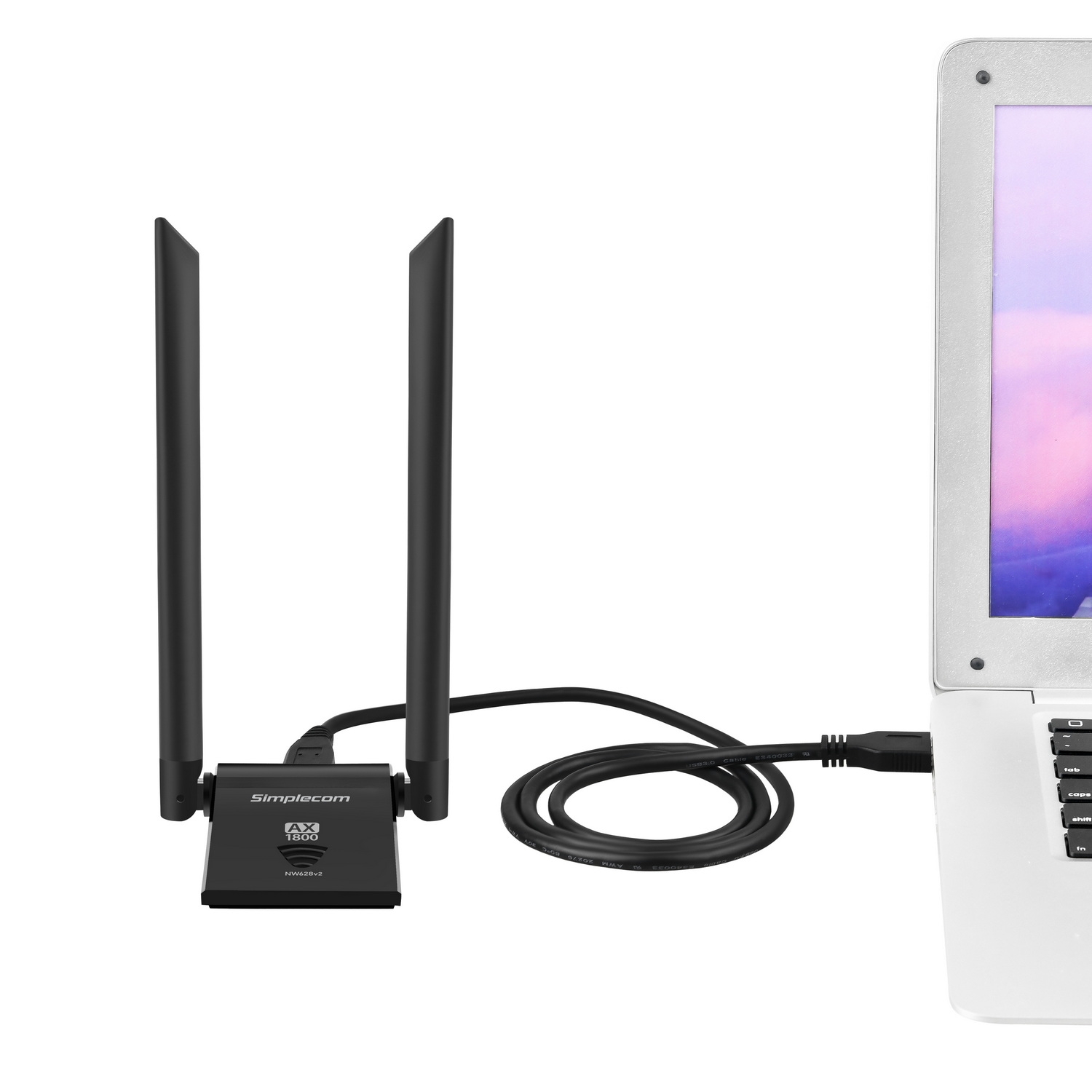 Simplecom NW628v2 AX1800 Dual Band WiFi 6 USB Adapter with 2x 5dBi High Gain view 5