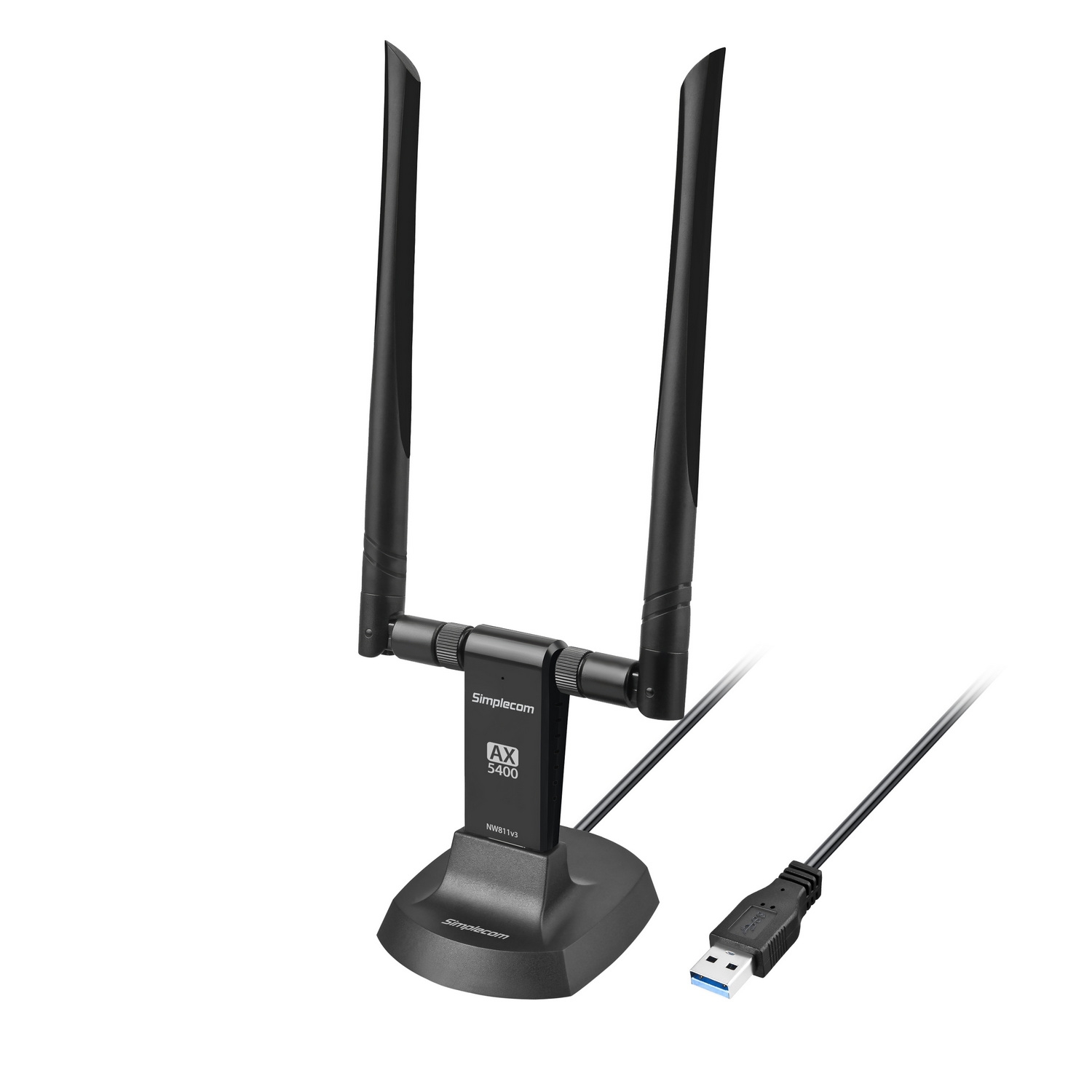 Simplecom NW811v3 AX5400 Tri-Band WiFi 6E USB Adapter with 2x 5dBi High Gain view 3