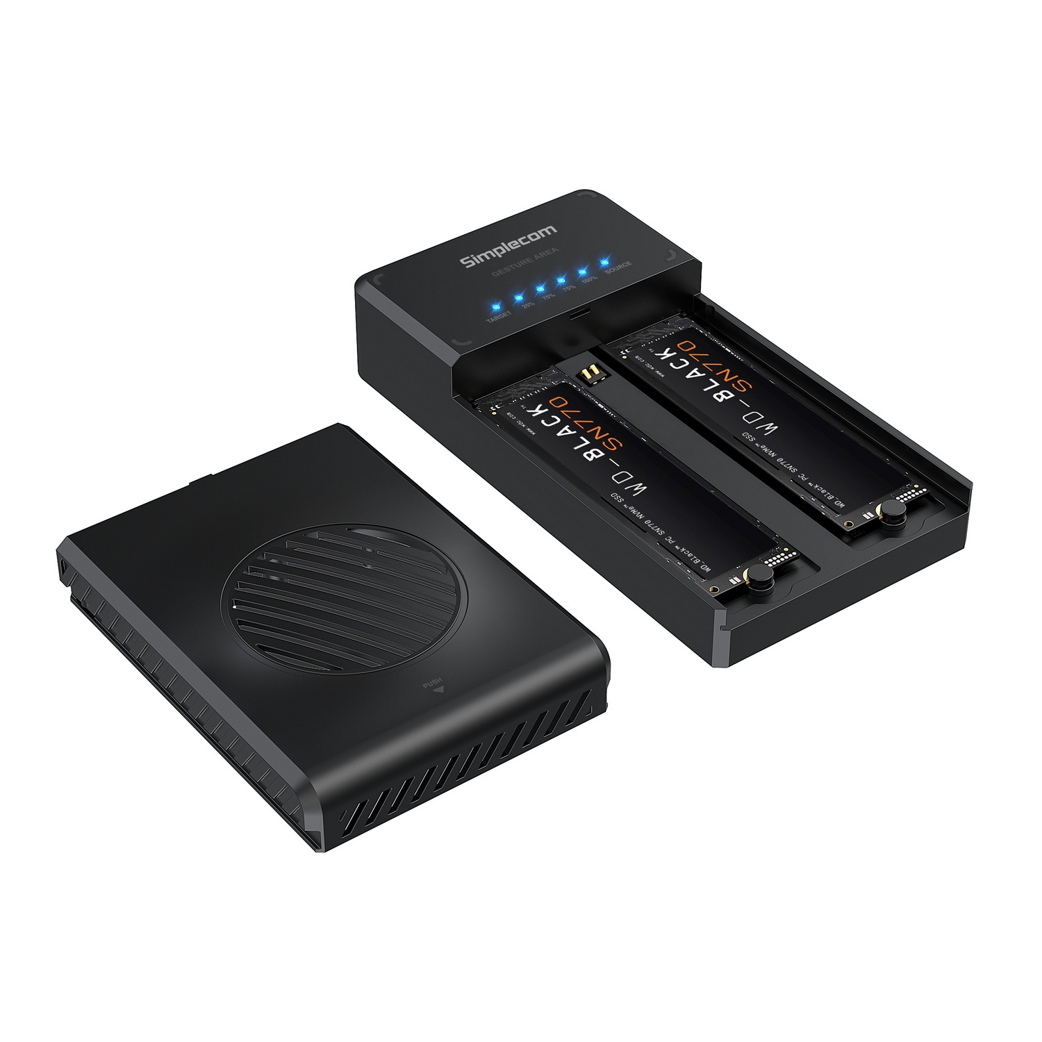 Simplecom SD560 Dual Bay NVMe M.2 SSD Enclosure Offline Clone Docking Station view 3