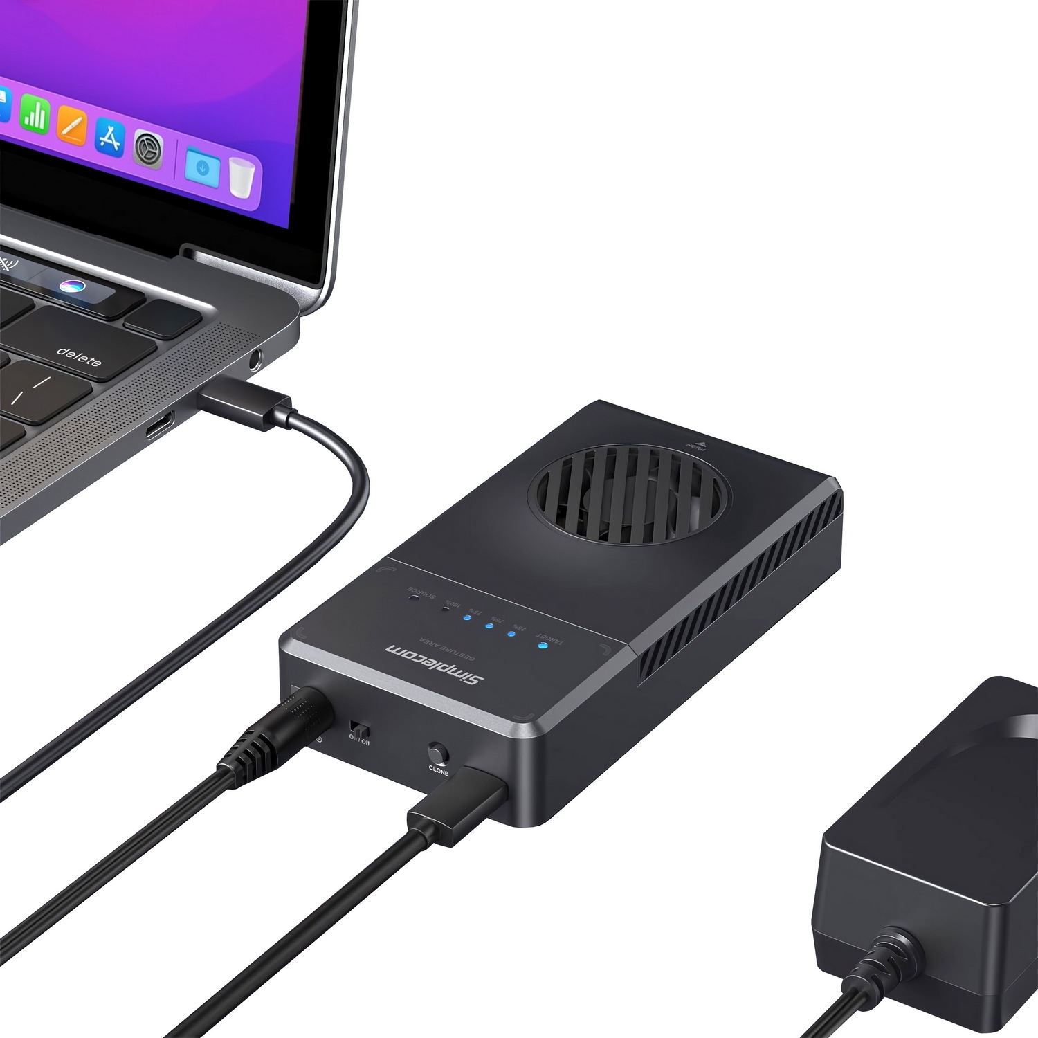 Simplecom SD560 Dual Bay NVMe M.2 SSD Enclosure Offline Clone Docking Station view 5