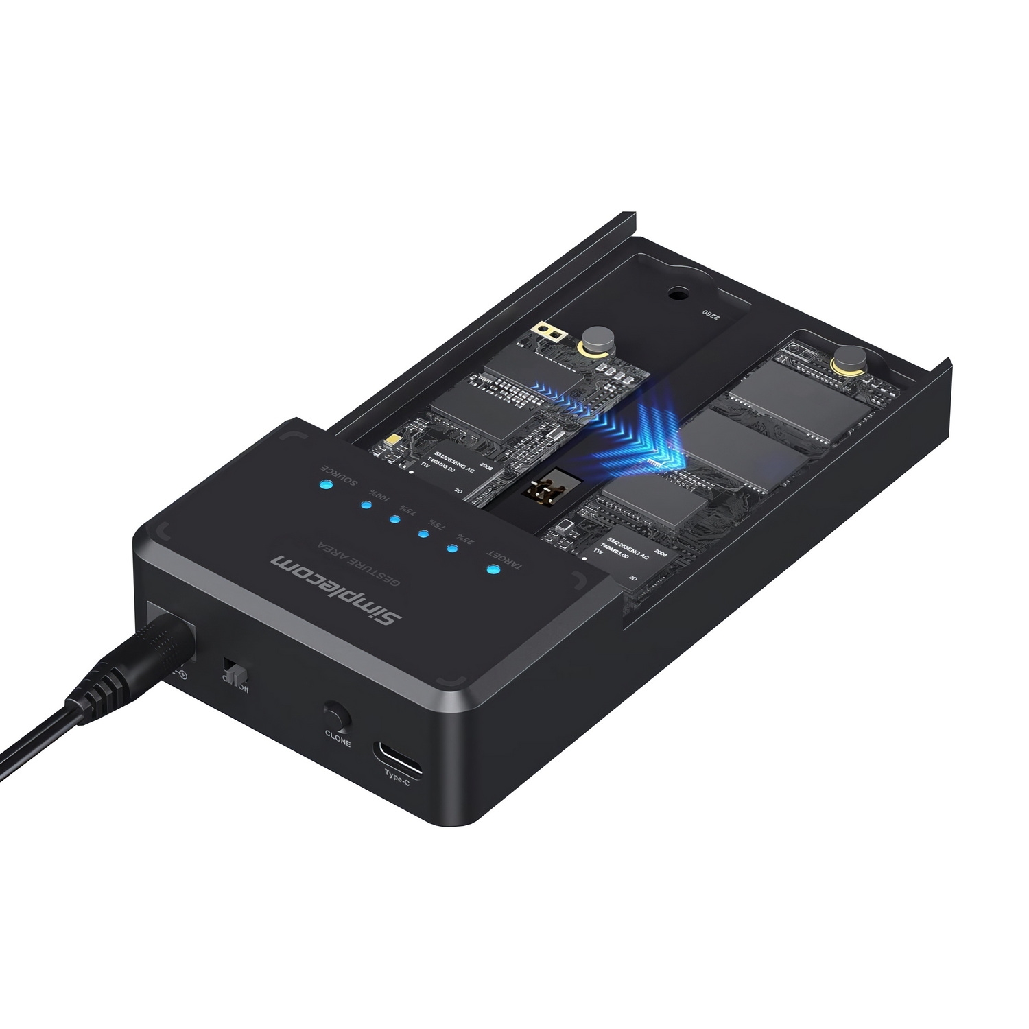 Simplecom SD560 Dual Bay NVMe M.2 SSD Enclosure Offline Clone Docking Station view 6