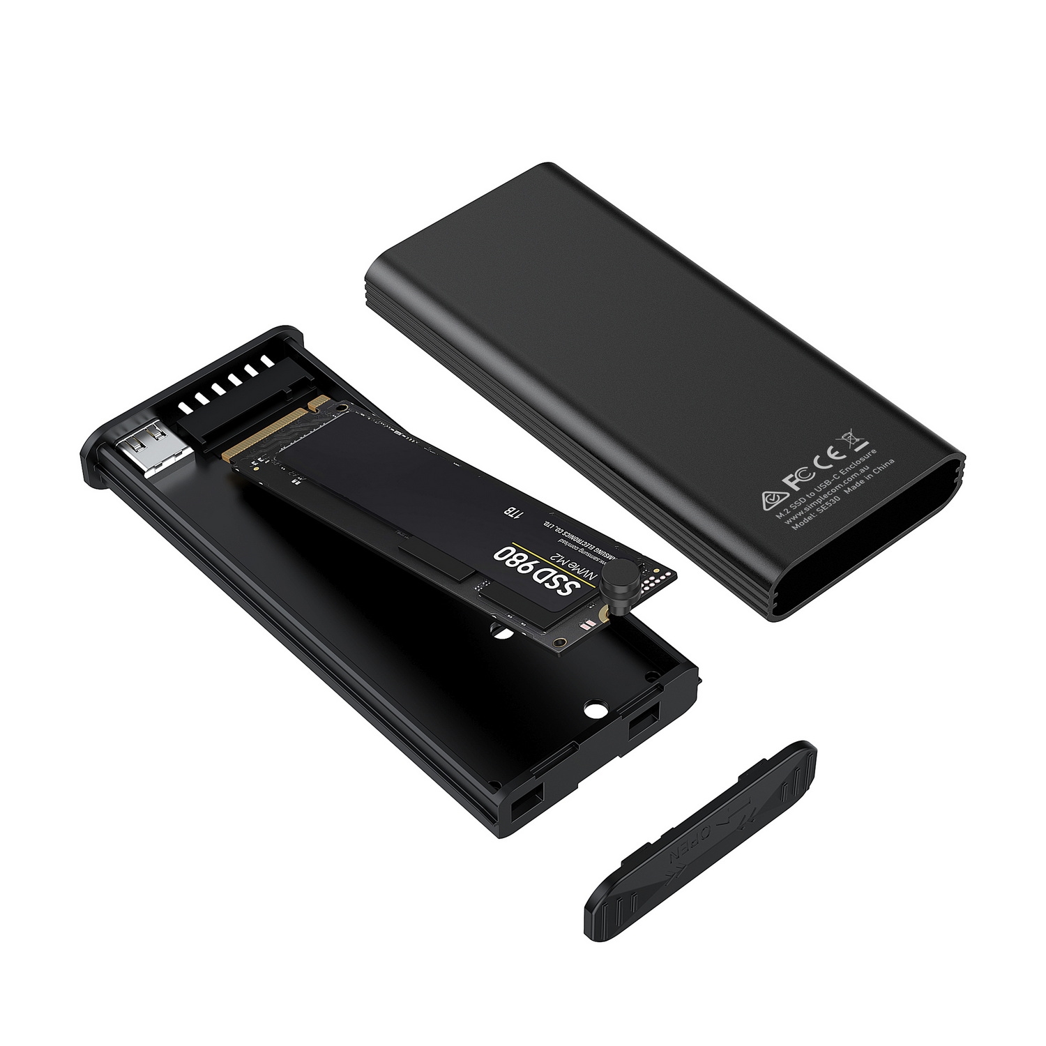 Simplecom SE530 NVMe / SATA M.2 SSD to USB-C Enclosure with SMART LED Screen view 3