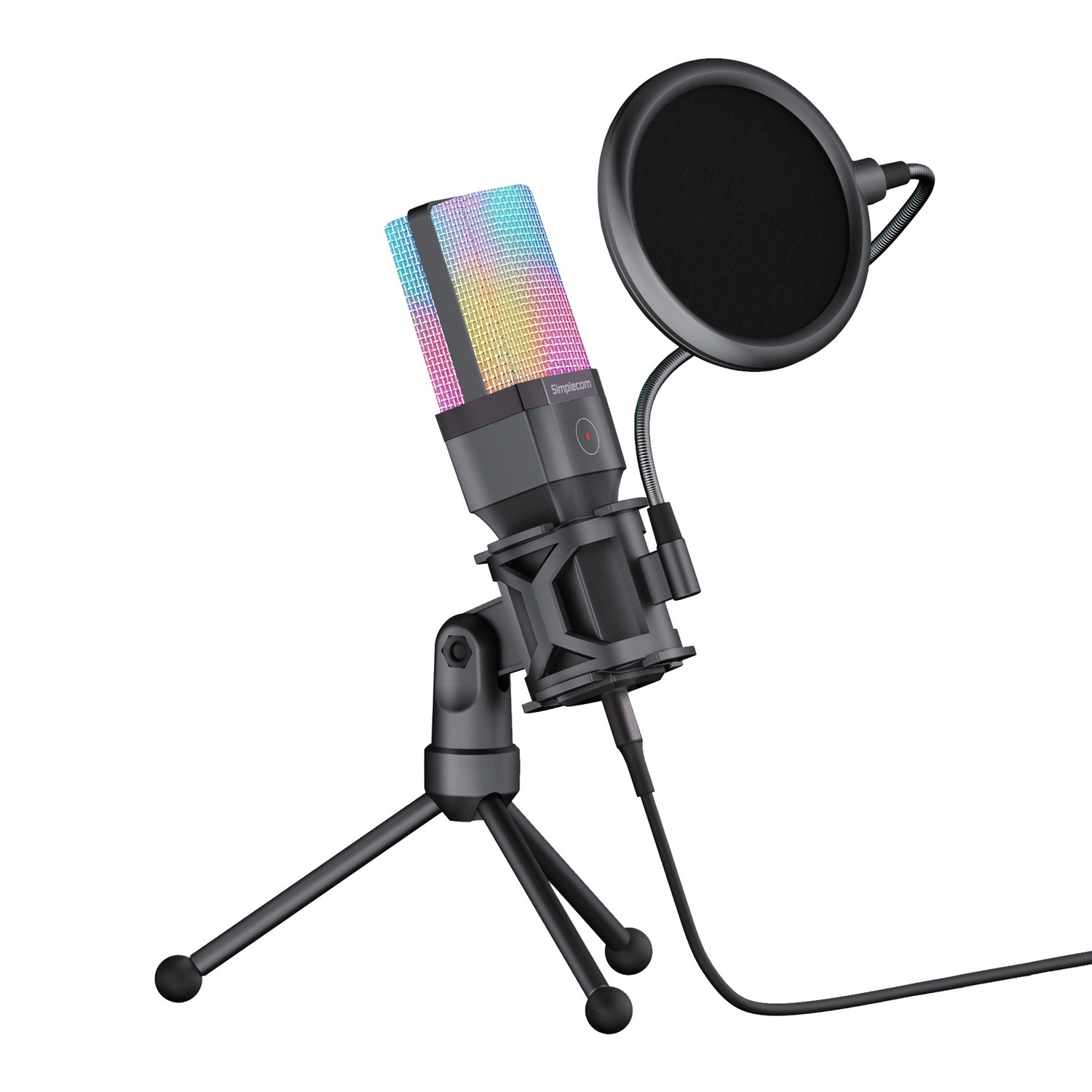 Simplecom UM650 USB Cardioid Condenser Microphone Gaming RGB Lights with view 3