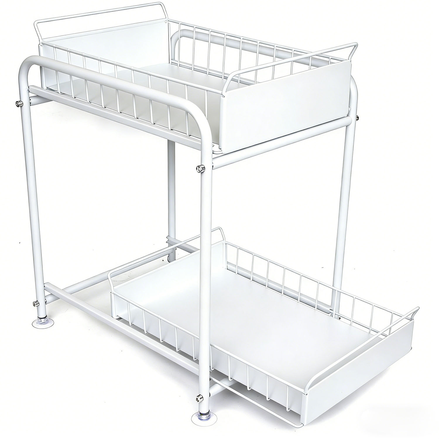 2 Tier Under Sink Storage Rack Kitchen Organizer Steel Frame with Removable