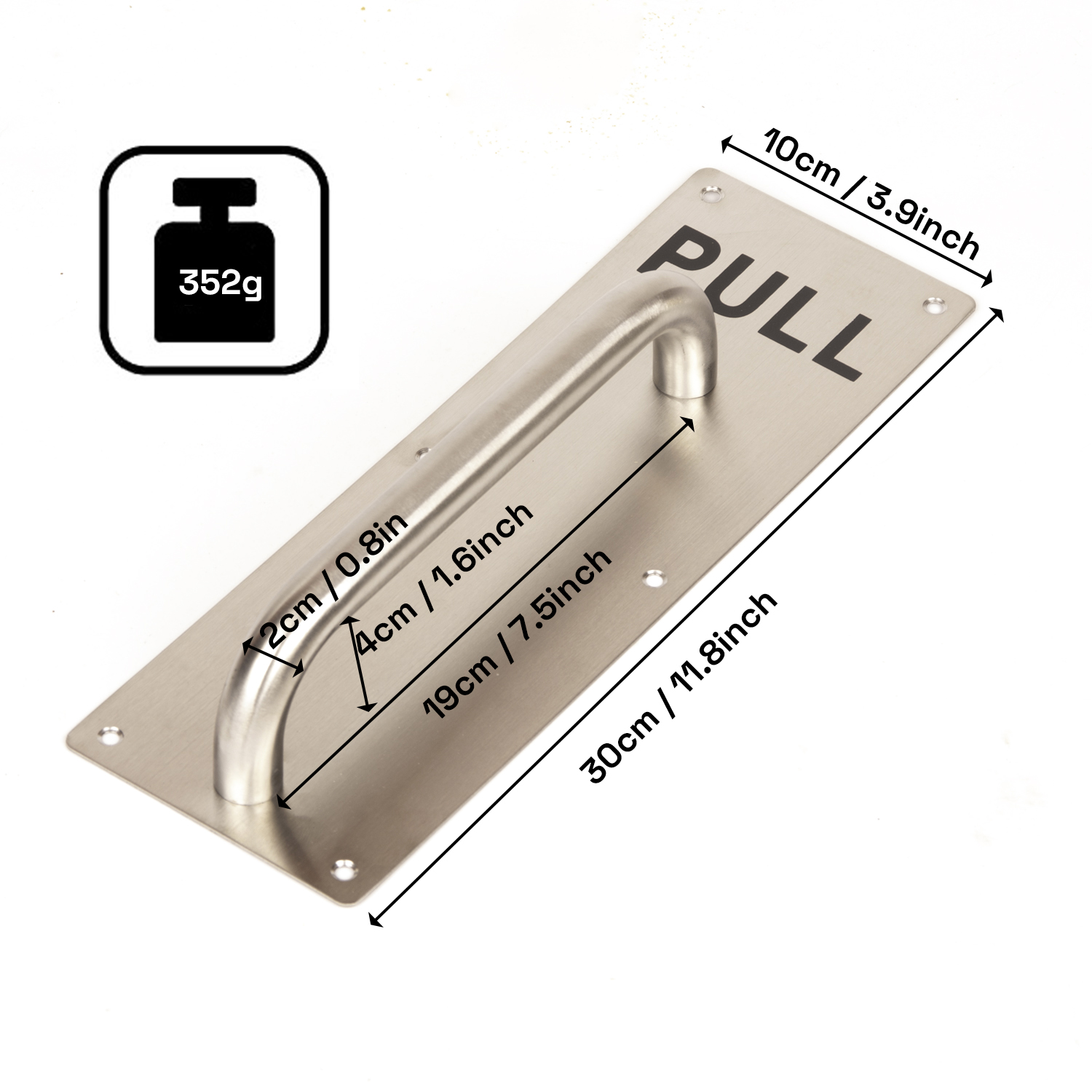 304 Stainless Steel Commercial Door Pull Push Handle Plate Set for Bathrooms view 2