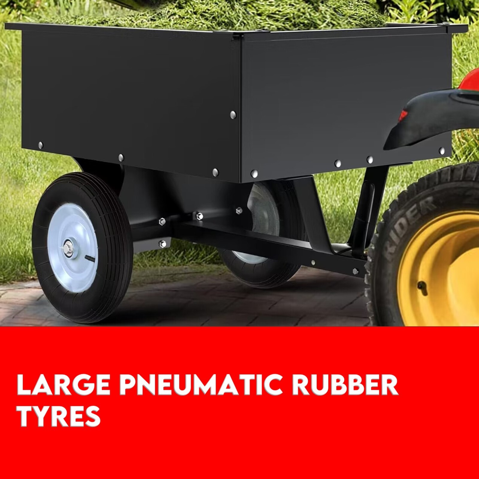 270kg Steel Dump Cart for Ride on Mower ATV Metal Garden Trailer view 6