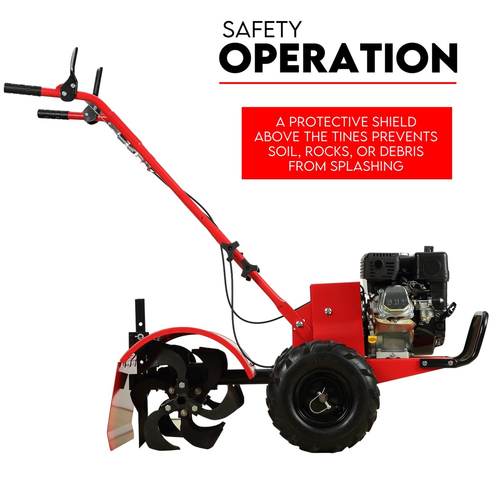 7HP Tiller Cultivator 4 Strokes Rotating Tines Power Handheld Rotary Hoe 4 Blades view 5