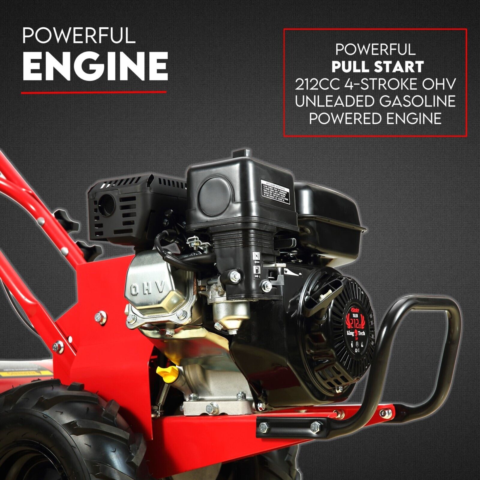 212CC Tiller Cultivator 4 Blades Rotating Tines Power Rotary Hoe Handheld view 2