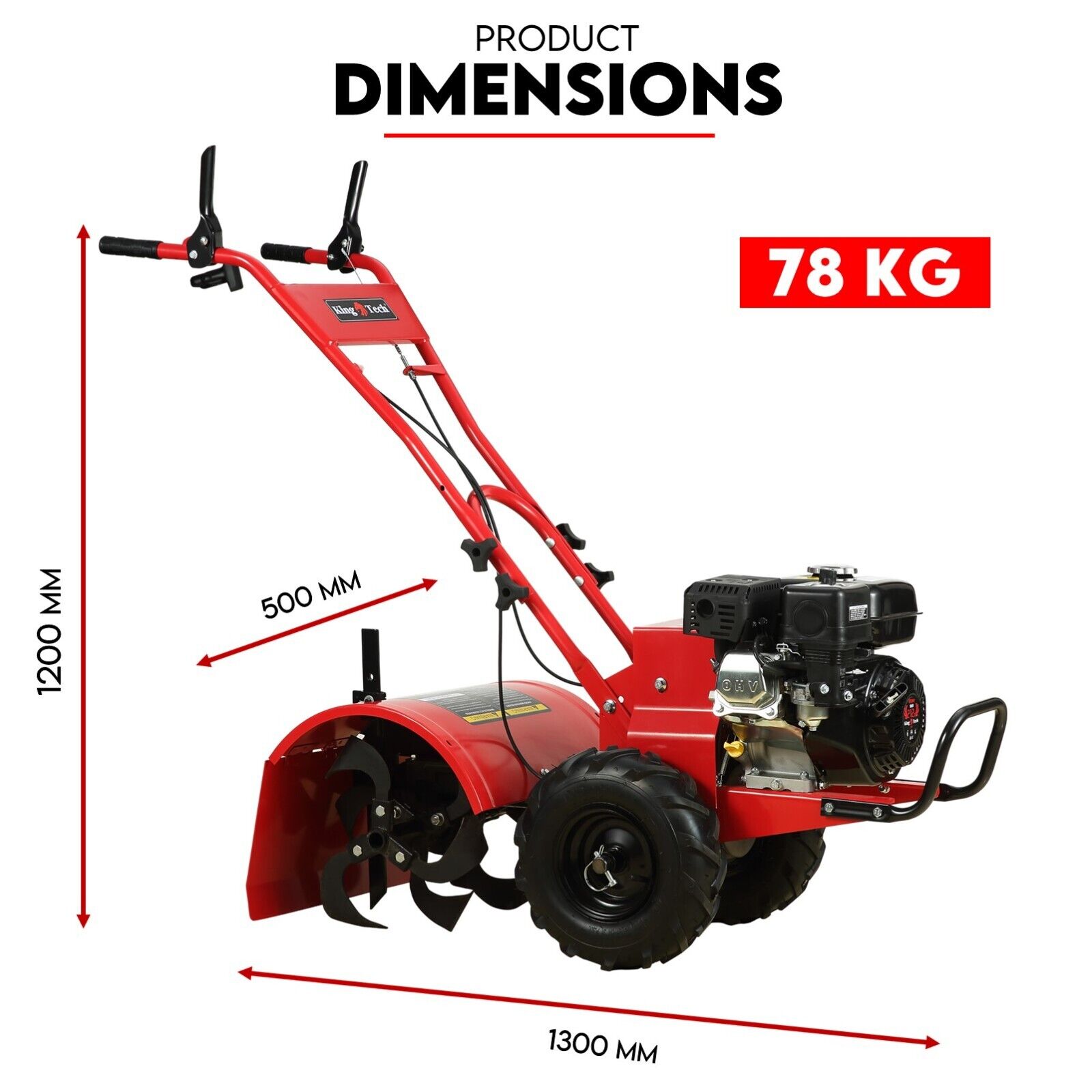 212CC Tiller Cultivator 4 Blades Rotating Tines Power Rotary Hoe Handheld view 11
