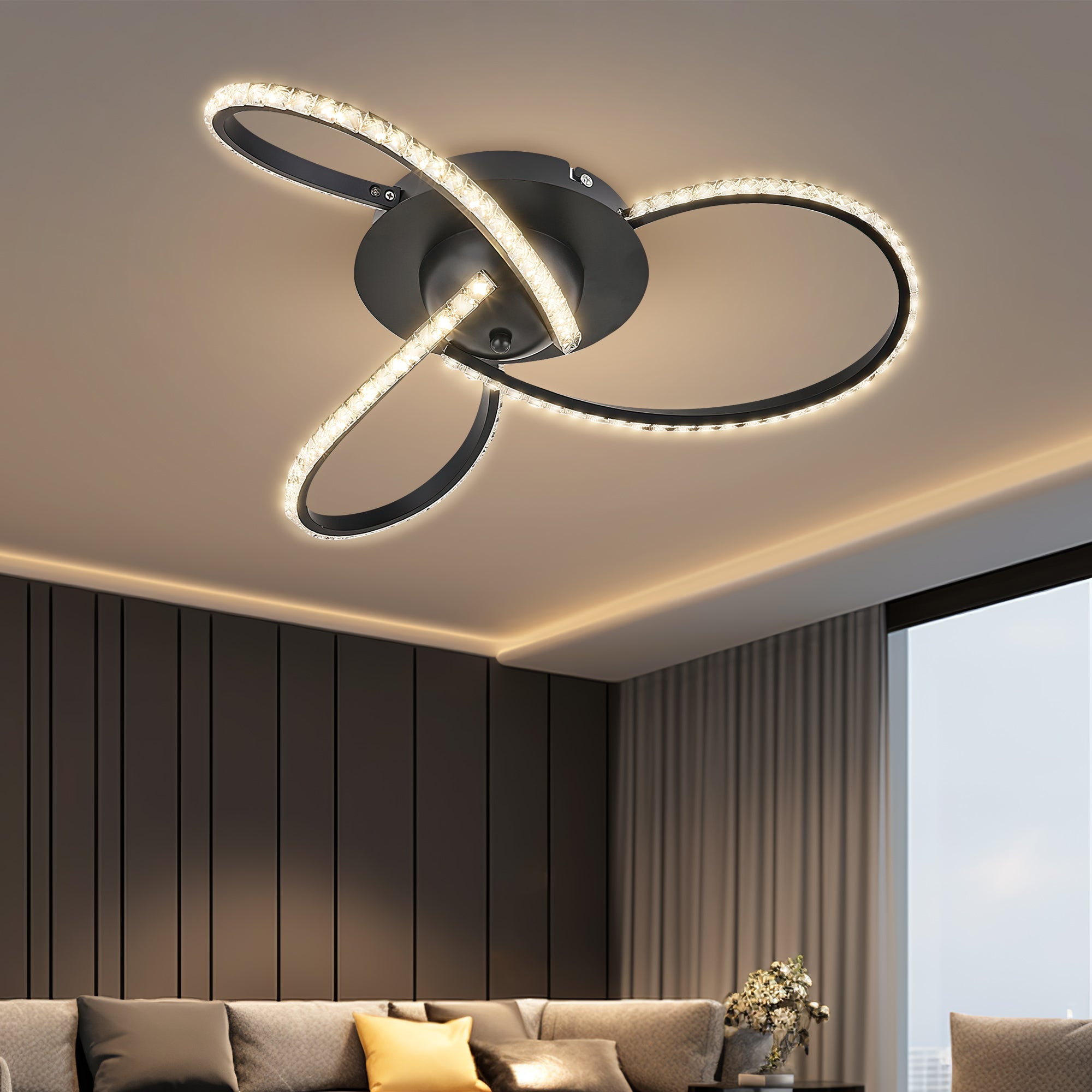 Irie Dimmable 3 Lights LED Ceiling Light - Black view 6