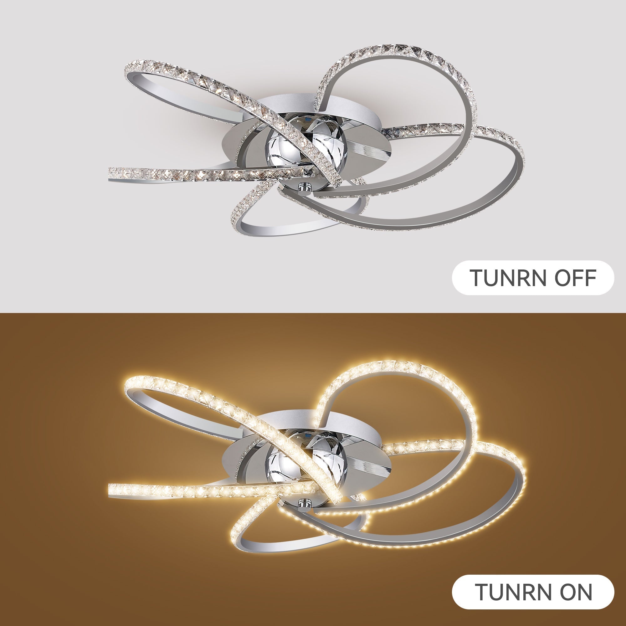 Irie Dimmable 5 Lights LED Ceiling Light - Chrome view 8