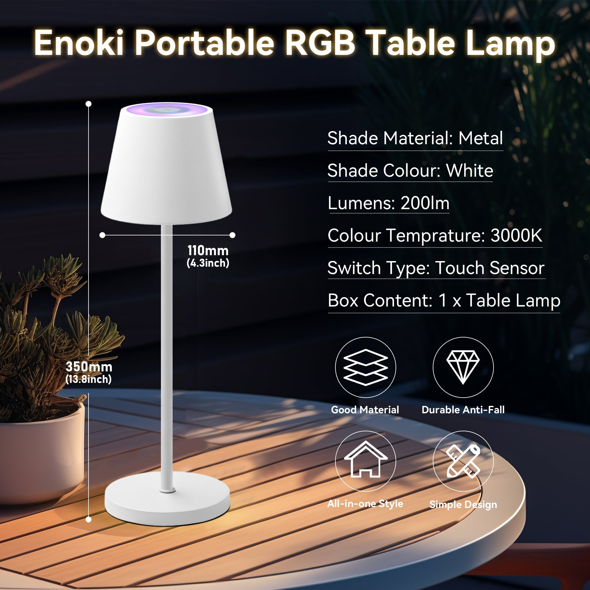 Enoki Portable RGB Table Lamp - White view 9