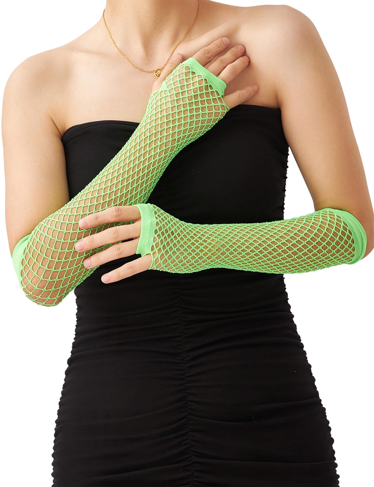 12x Long Elbow Length Fishnet Gloves Fingerless 70s 80s Womens Costume Party view 4