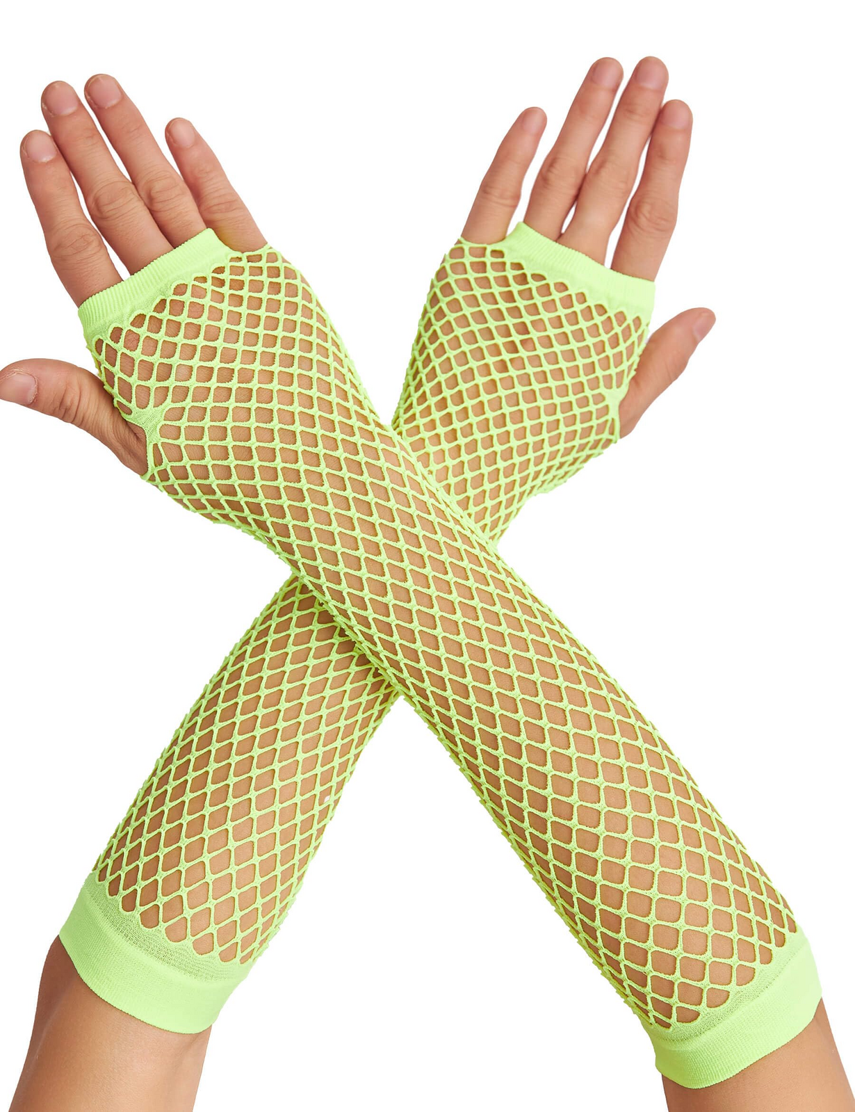 12x Long Elbow Length Fishnet Gloves Fingerless 70s 80s Womens Costume Party view 2
