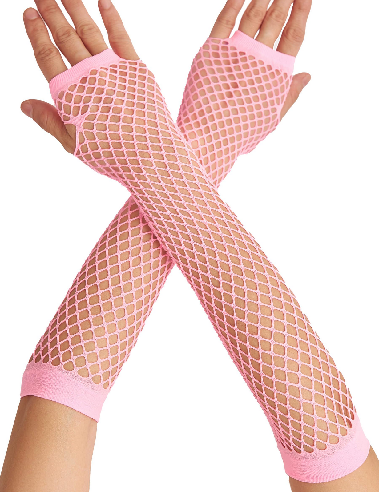 12x Long Elbow Length Fishnet Gloves Fingerless 70s 80s Womens Costume Party view 2