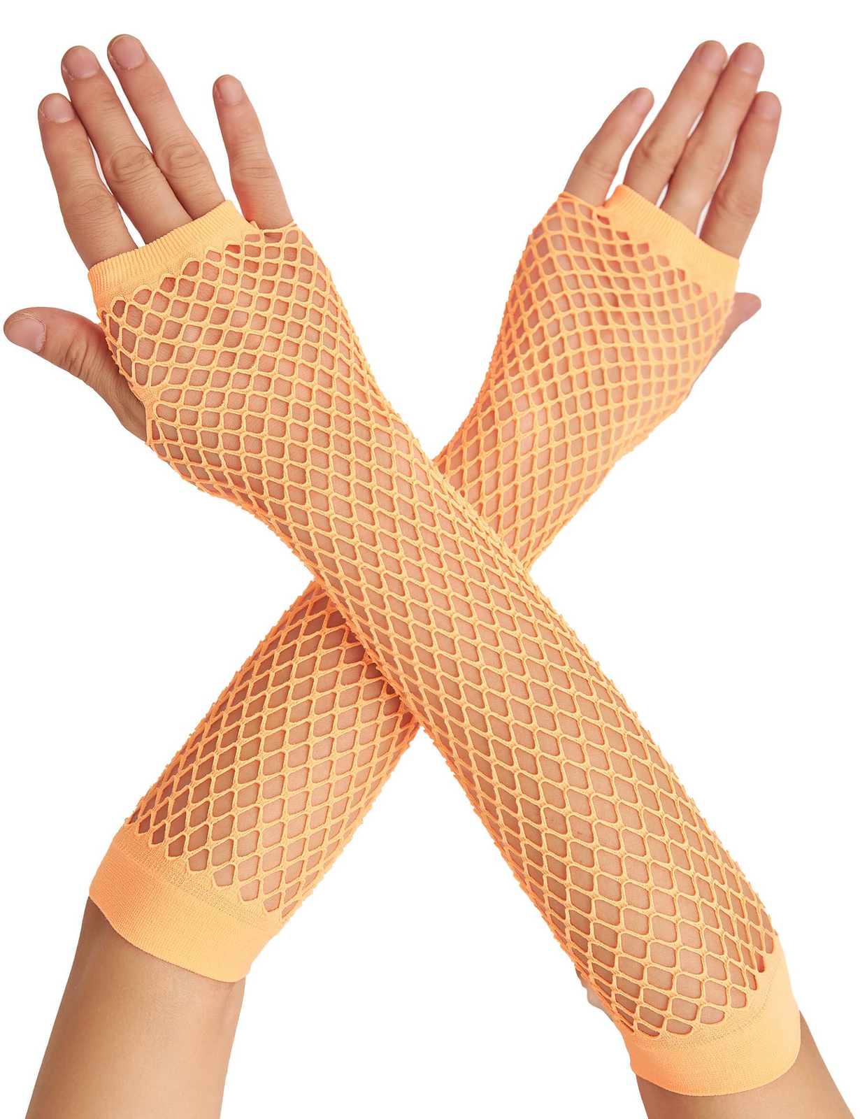 12x Long Elbow Length Fishnet Gloves Fingerless 70s 80s Womens Costume Party view 2